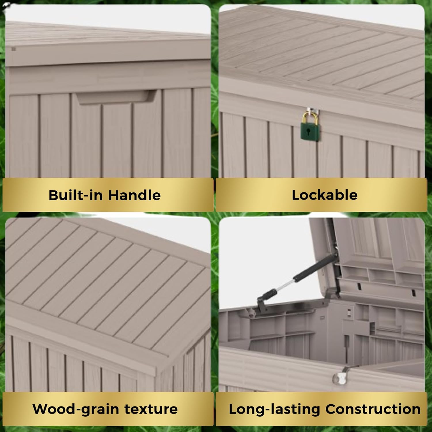 180 Gallon Lockable Resin Deck Box, Waterproof & UV-Resistant Outdoor Storage Box for Outdoor Cushion Storage, Garden Tools & Pool Accessories Storage, Gray