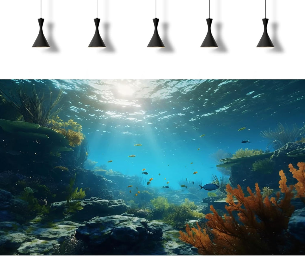 Ocean Floor Fish Tank Background Underwater Rock Aquarium Background Under The Sea Terrarium Backgrounds Aquatic Plants Sunlight Fish Tank Backgrounds Tropical Fish Aquarium Wallpaper 60x24in