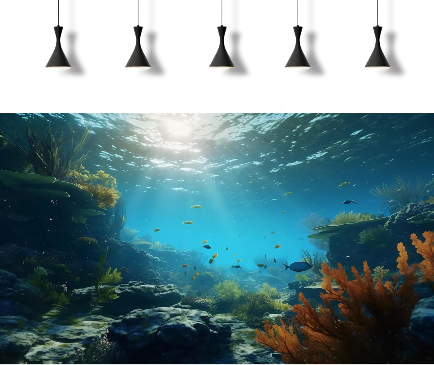 Ocean Floor Fish Tank Background Underwater Rock Aquarium Background Under The Sea Terrarium Backgrounds Aquatic Plants Sunlight Fish Tank Backgrounds Tropical Fish Aquarium Wallpaper 72x24in