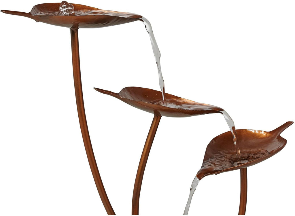 Ashton Curved Leaves 41" High Large Modern Indoor Outdoor Decor Copper Resin Floor Fountain Standing Waterfall Tiered Cascading Water Feature for Outside Garden Patio Yard Backyard - John Timberland