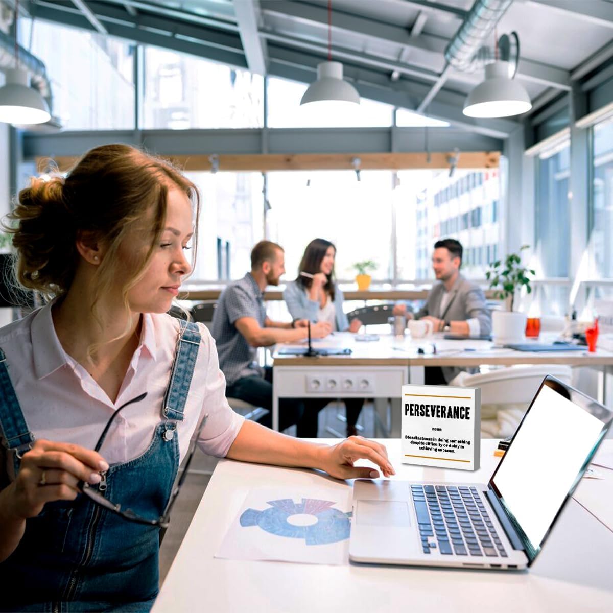 Perseverance Noun Entrepreneur White Wooden Box Sign, Inspirational Office Decor Decorative Table Shelf Desk Decor, Rustic Workplace Farmhouse Home Counter Decor Office Decorations Desk Accessories