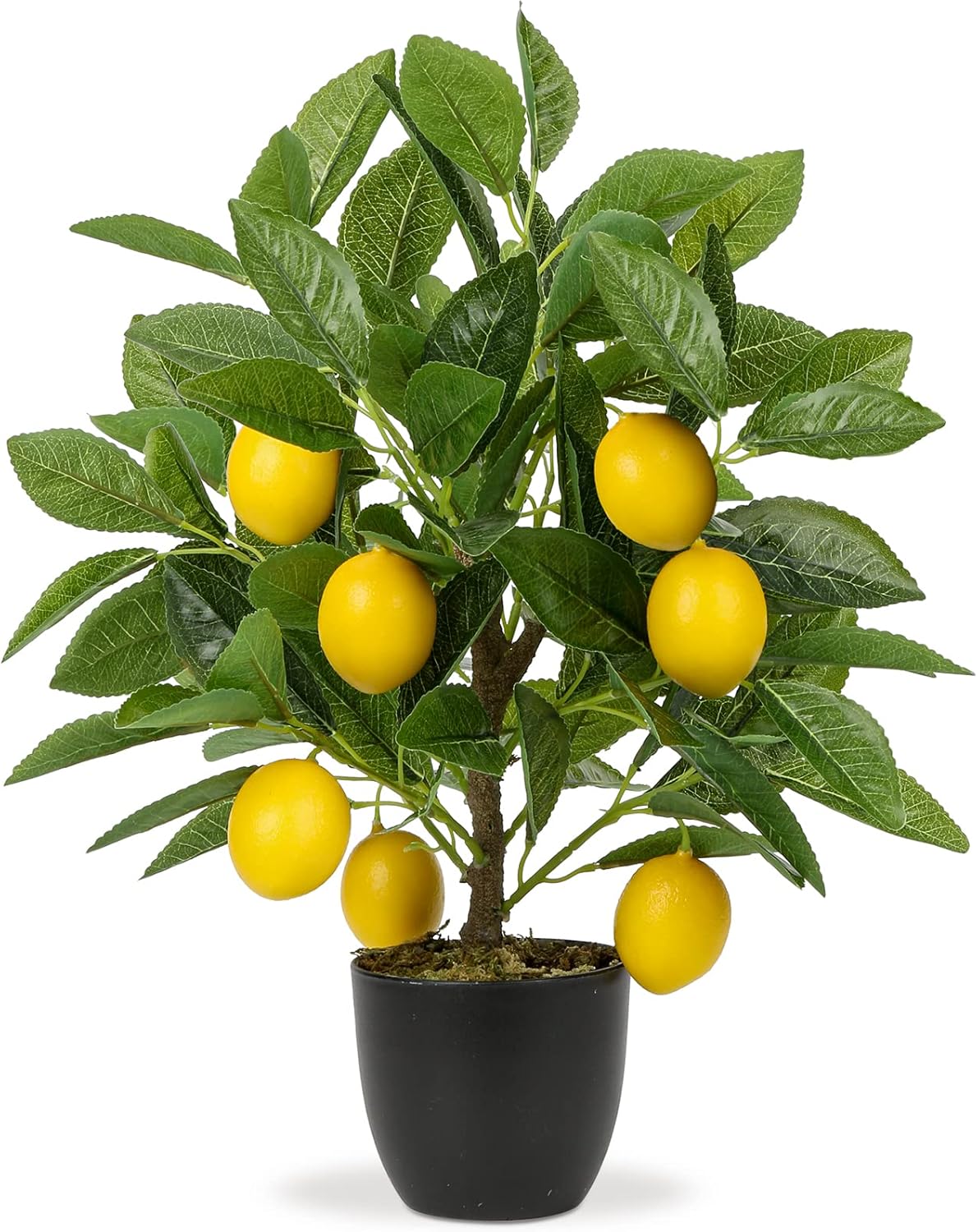 Artificial Potted Plants 15.7 inches Fake Lemon Tree Artificial Lemons Citrus Tree with Black Pot Faux Plants Indoor for Home,Office, Living Room Table, Desk