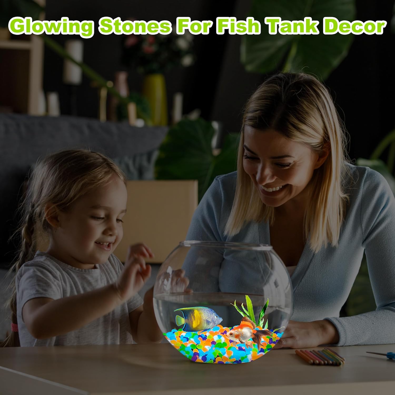 500pc Glow in The Dark Stones Glow Pebbles for Outdoor Garden Luminous Pebbles Glow in Dark Pebbles Glowing Fish Tank Rocks Glow Stones for Yard Walkway Pathway Aquarium,Color