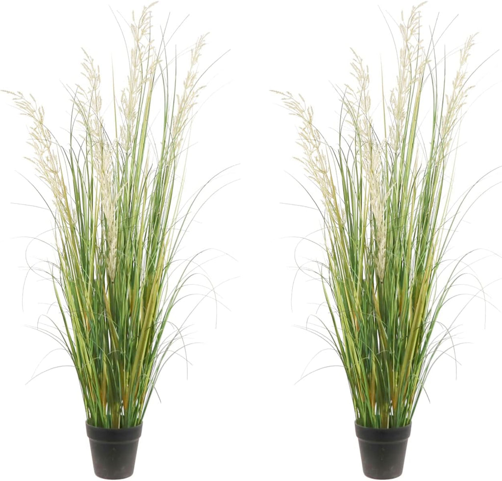 Artificial Plant, 47in Tall, 2pk Grass, Faux House Plant in Pot, Indoor Decorative Flowers & Plants, Housewarming Gift