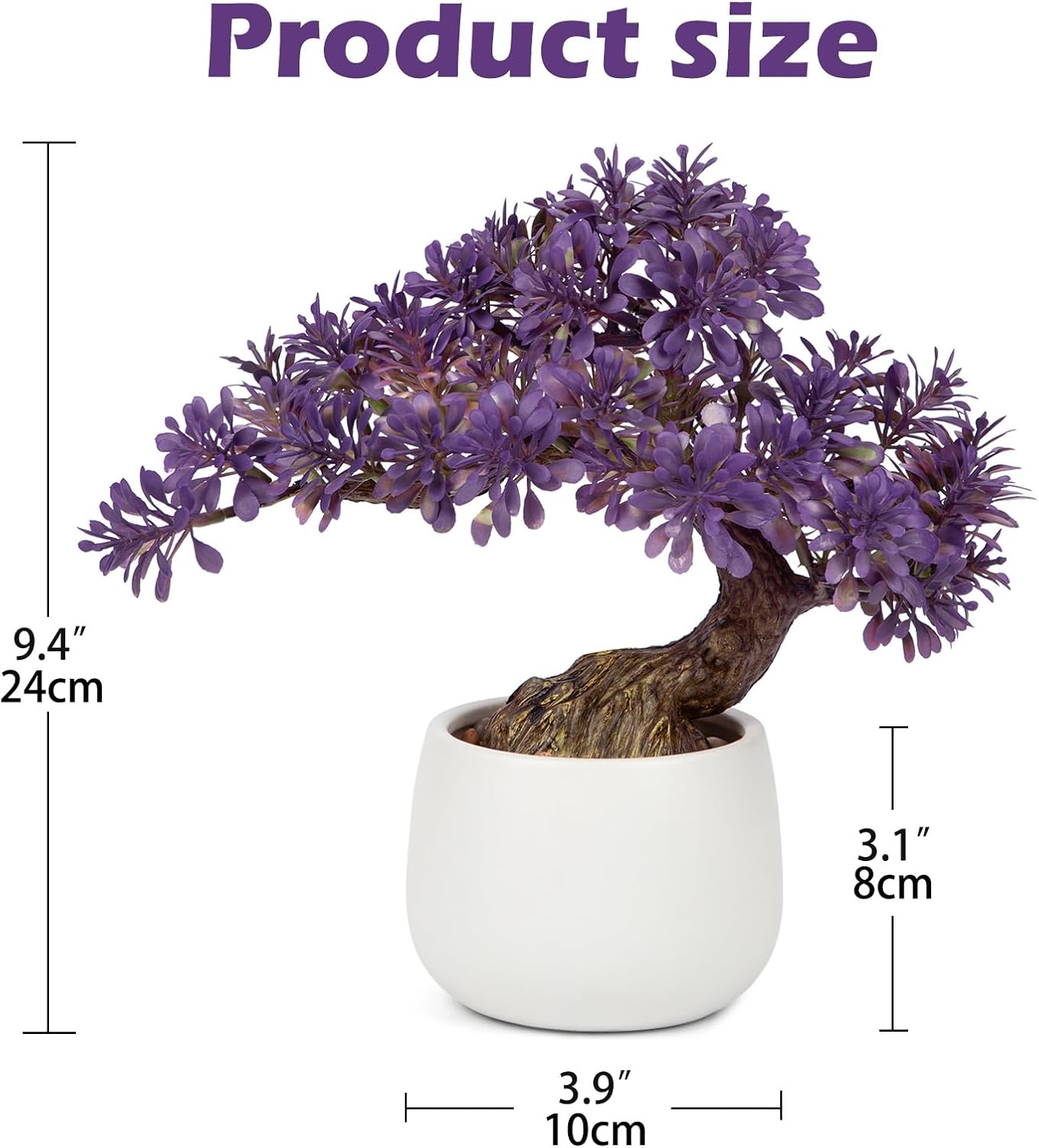 Purple Artificial Bonsai Tree Juniper Faux Plants Indoor Fake Plants Decor with Ceramic Pots for Home Table Office Desk Bathroom Shelf Bedroom Living Room Farmhouse Decorations