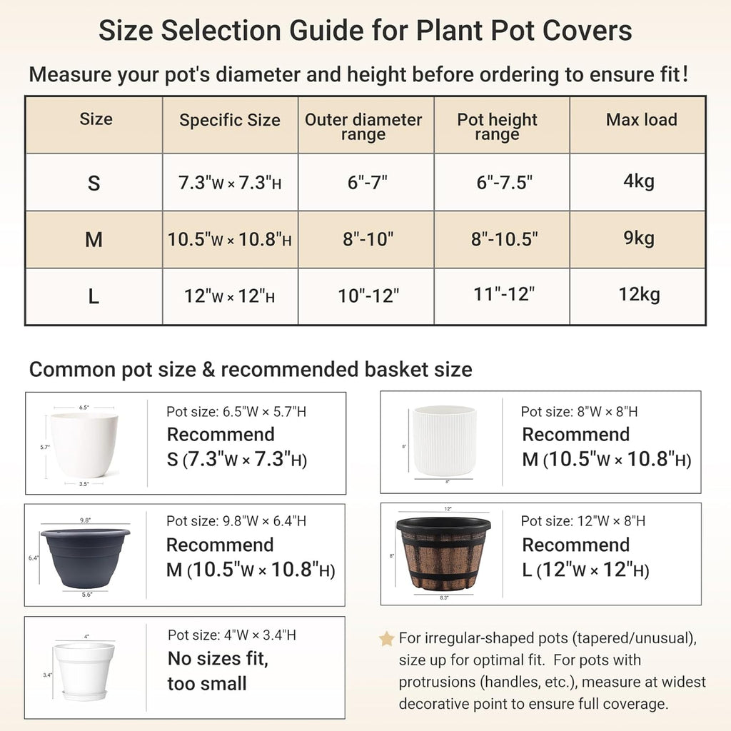 Dahey Small Cotton Rope Plant Basket Woven Plant Coiled Basket for Up to 7" Planter, Decorative Flower Pot Cover Closet Storage Bin Table Desk Organizer for Home Decor, White and Beige