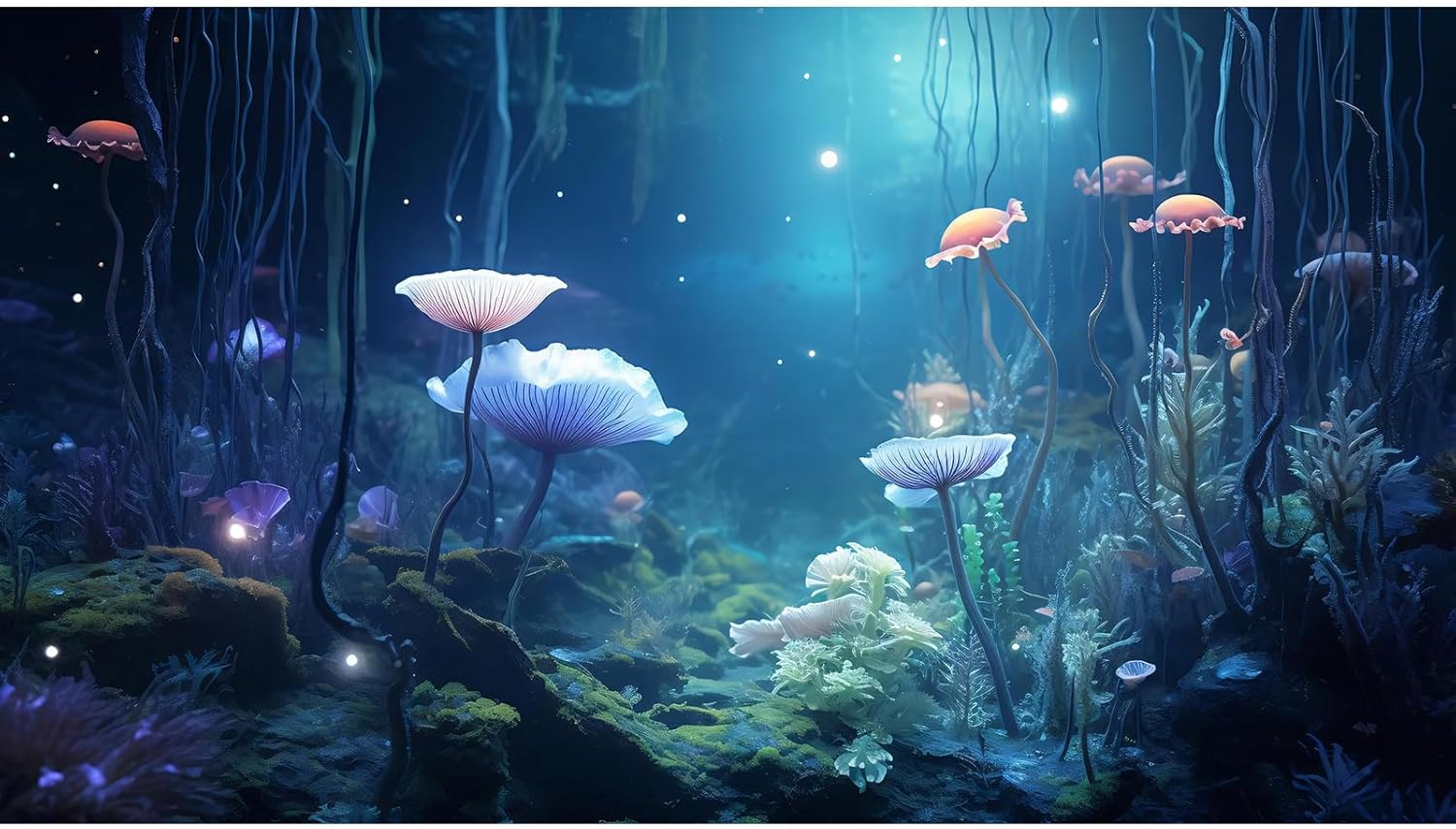 Aquarium Background Surreal Underwater Garden Fish Tank Background Lush Moss Aquatic Plants Tropical Style Landscape Terrarium Tank Backgrounds Under Sea World Aquarium Tank Wallpaper Poster 30x12in