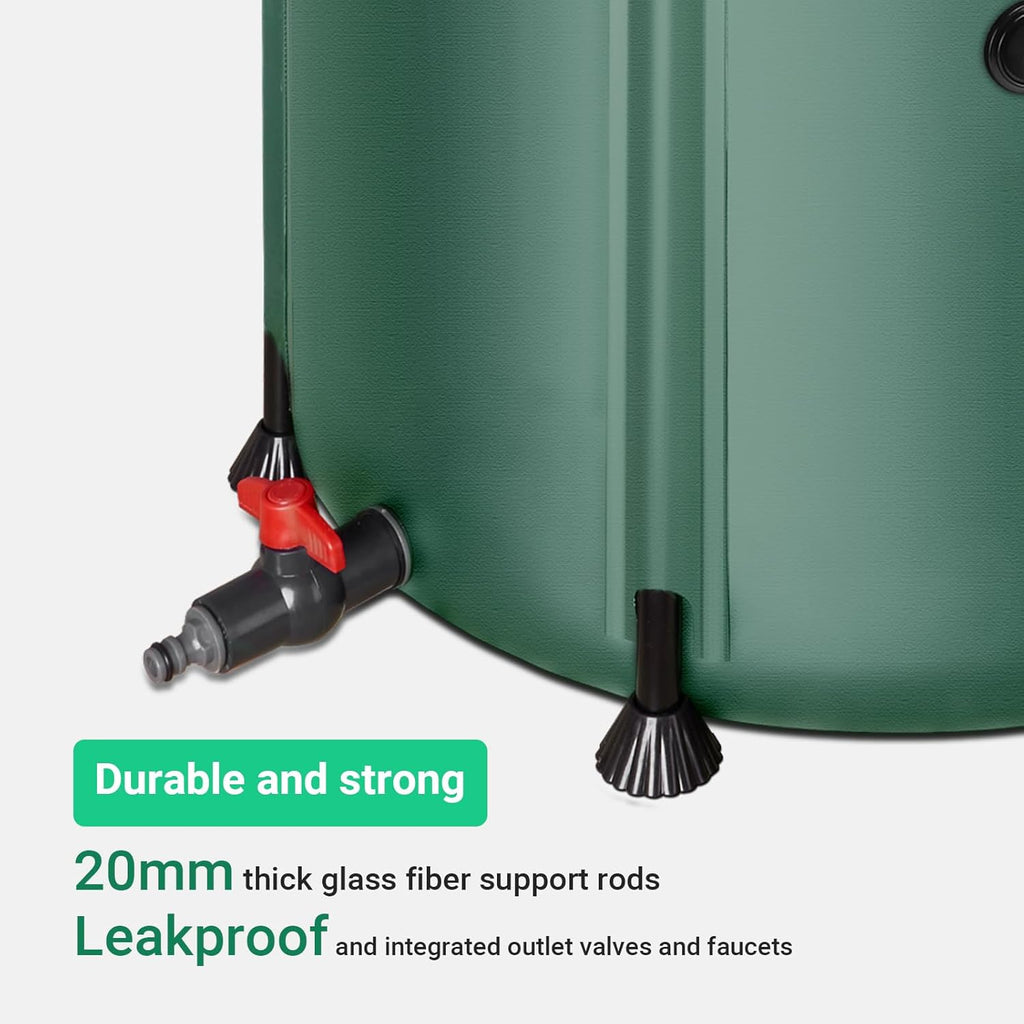 50 Gallon / 200L Rain Barrel, Collapsible Rain Barrels to Collect Rainwater from Gutter with Spigots and Overflow, 500D PVC Portable Rain Water Collection Catching System, Water Catcher Tank