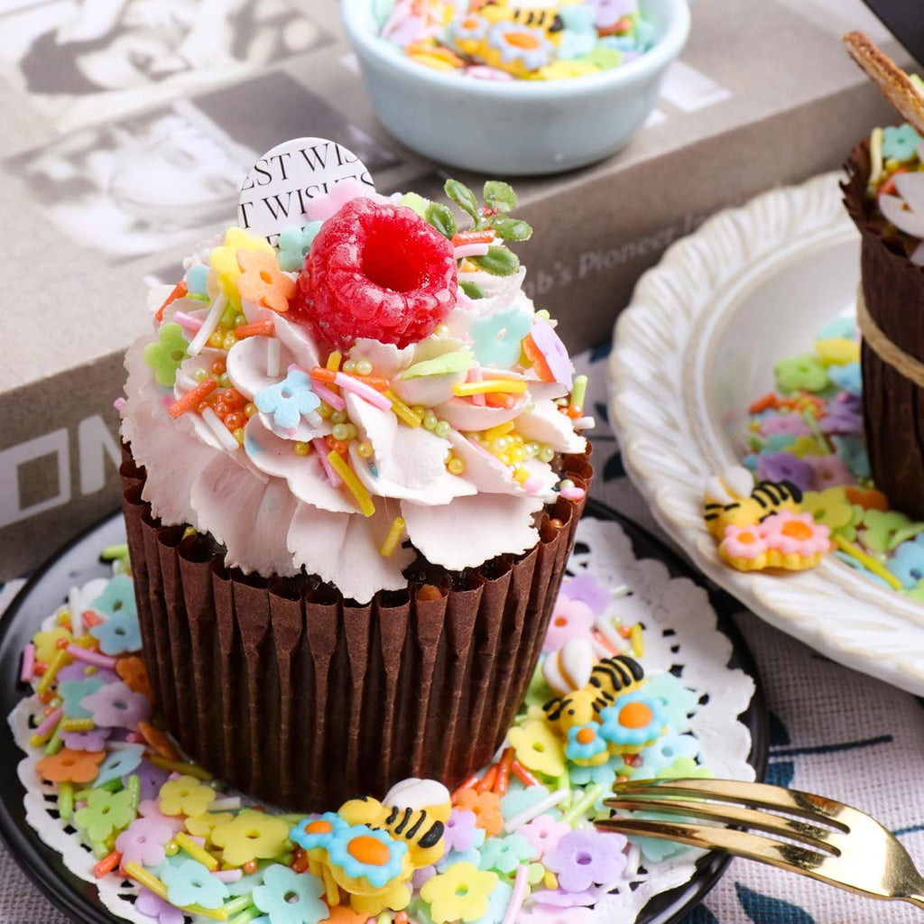 Flower Sprinkles for Cake Decorating, Edible flower and Bee Sugar Mix, Perfect for Cake Decorations, Baking, Ice Cream, Cookies, Cupcake Toppers