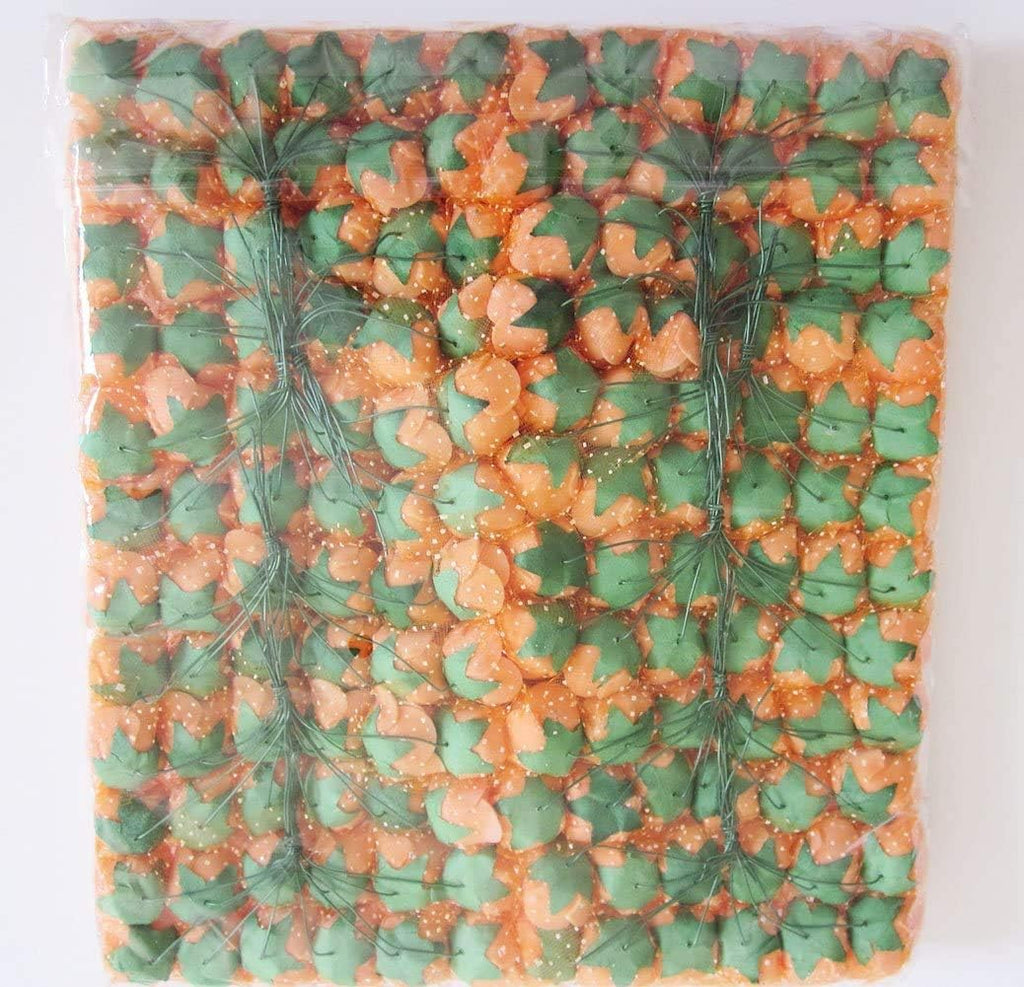 144 Pieces 2cm Mini Fake Rose Flower Heads Foam Artificial Roses for Valentine Day Wedding DIY Decor Craft (Bottom add Gauze) Orange
