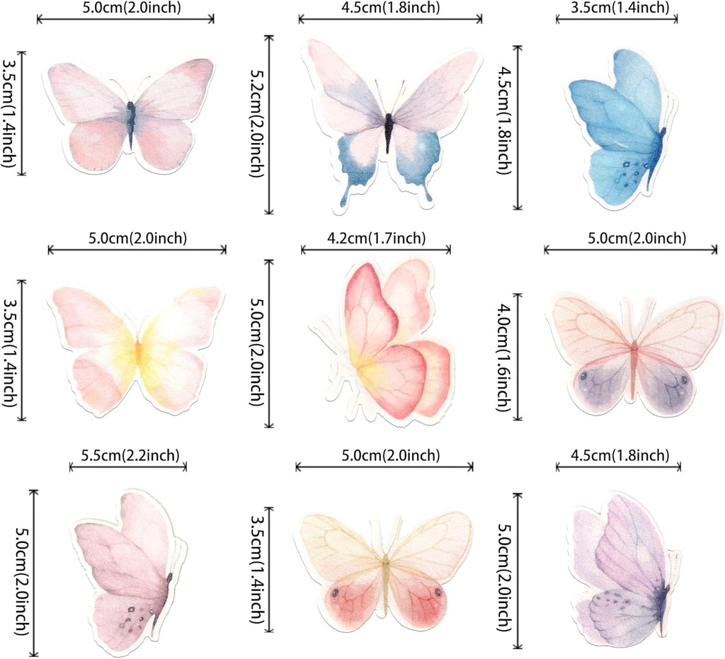 63 PCS Edible Butterfly Cupcake Toppers Edible Butterflies for Cake Decorating Butterfies Cupcake Picks Butterfly Cupcake Decorations for Butterflies Theme Baby Shower Birthday Party Supplies Colorful