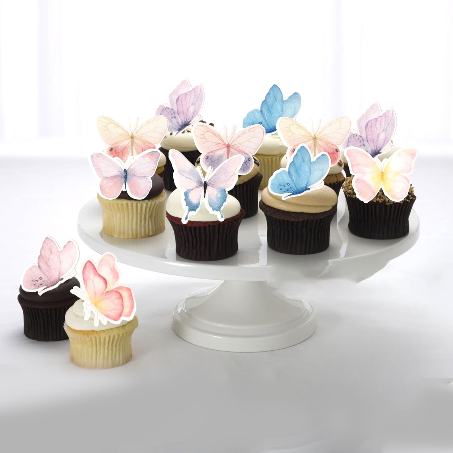 63 PCS Edible Butterfly Cupcake Toppers Edible Butterflies for Cake Decorating Butterfies Cupcake Picks Butterfly Cupcake Decorations for Butterflies Theme Baby Shower Birthday Party Supplies Colorful