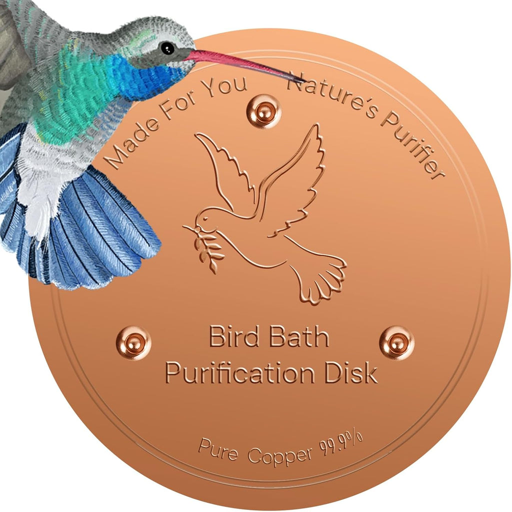 Bird Bath Copper Plate Disk 99.99% Pure Copper Cleaning Disk Stable Triple-Point Support Outdoor Bird Bowl, Pure Copper Bird Bath Purification Tray, Suitable for All Seasons