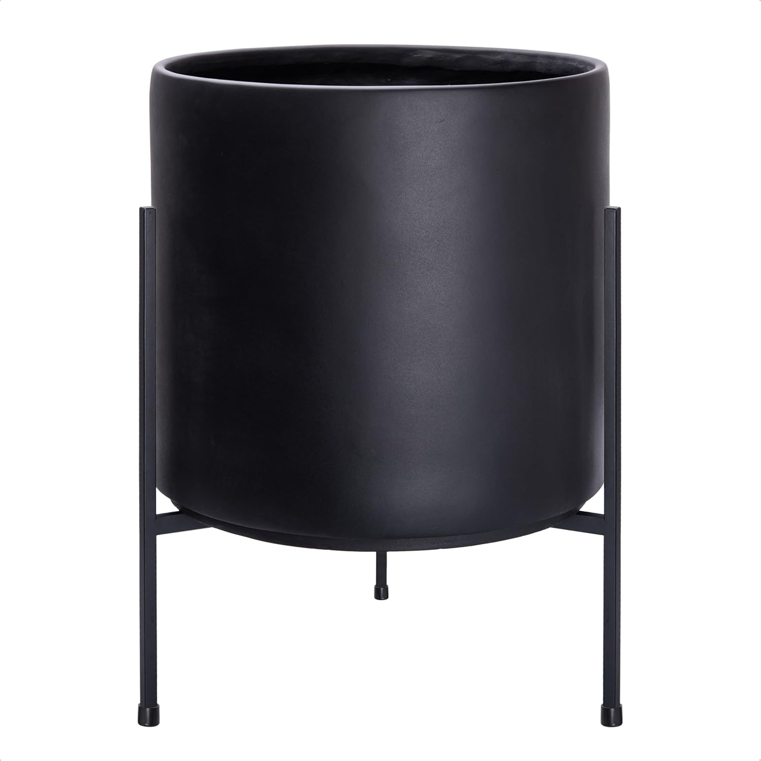 D'vine Dev Modern Black Plants Pot Cylinder Planter with Heavy Duty Stand, X-Large 14 Inch Pot, 19.6 Inch with Stand Height, 96-T-B-4