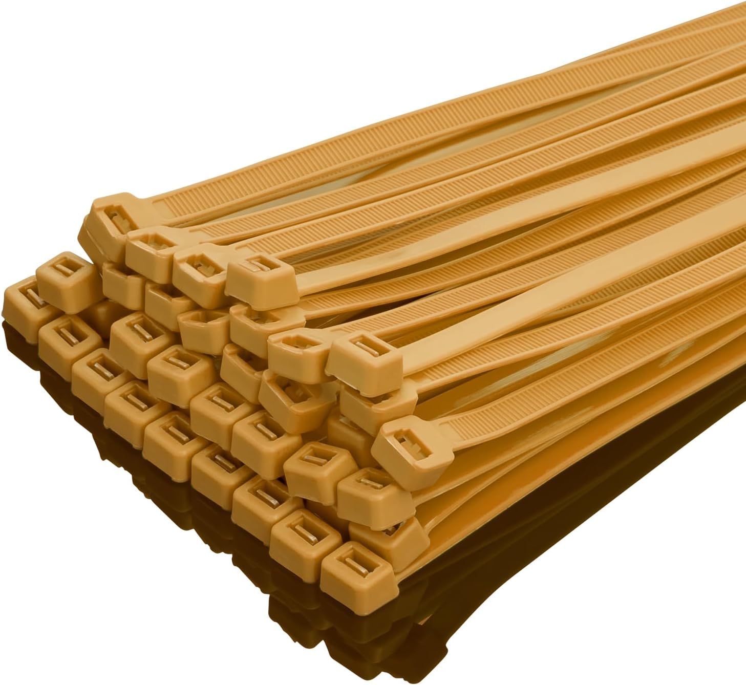 XINGO 14 Inch Gold Zip Ties Heavy Duty 100 Pack, 120 LBS Tensile Strength, Premium Nylon Cable Wire Ties, Self-locking Plastic Ties for Indoor and Outdoor Use