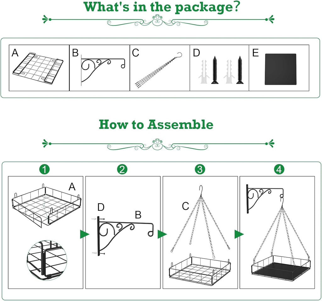 NADAMOO Hanging Planter for Indoor Plants - Wall Mount Bracket with Large Basket, Outdoor Metal Plant Hanger Holder for Window Balcony & Patio Decor