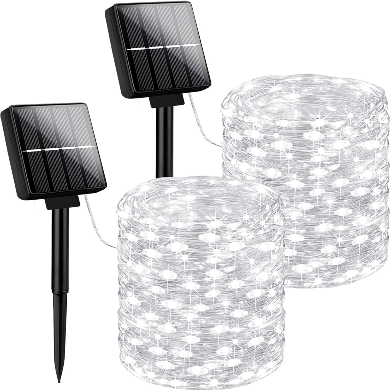Brightever Outdoor String Lights Solar Powered, 2-Pack Total 80FT 200LED Solar Fairy Lights for Outside Waterproof with 8 Lighting Modes, Solar Twinkle Lights Outdoor for Garden (Daylight White)