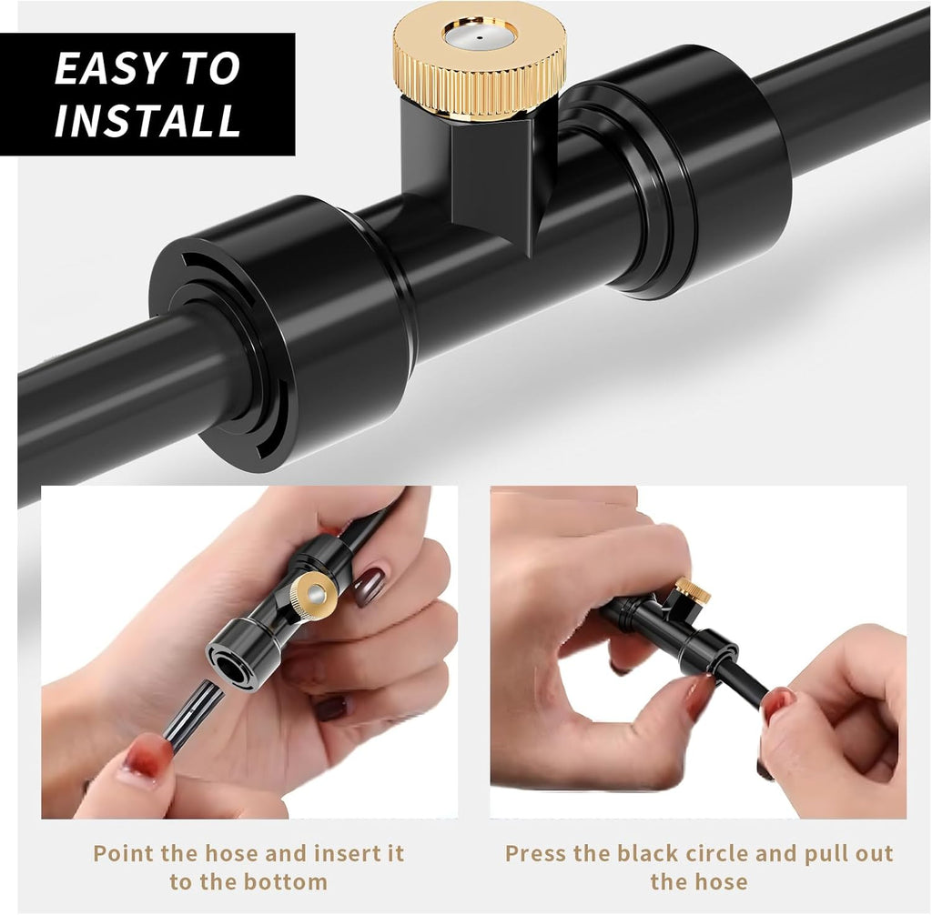 Misting Nozzles Kit Include 36 Pcs Misting nozzle 30 Pcs Misting 6 Pcs Plug nozzle tees for Outdoor Spray Cooling System (72 Pieces)