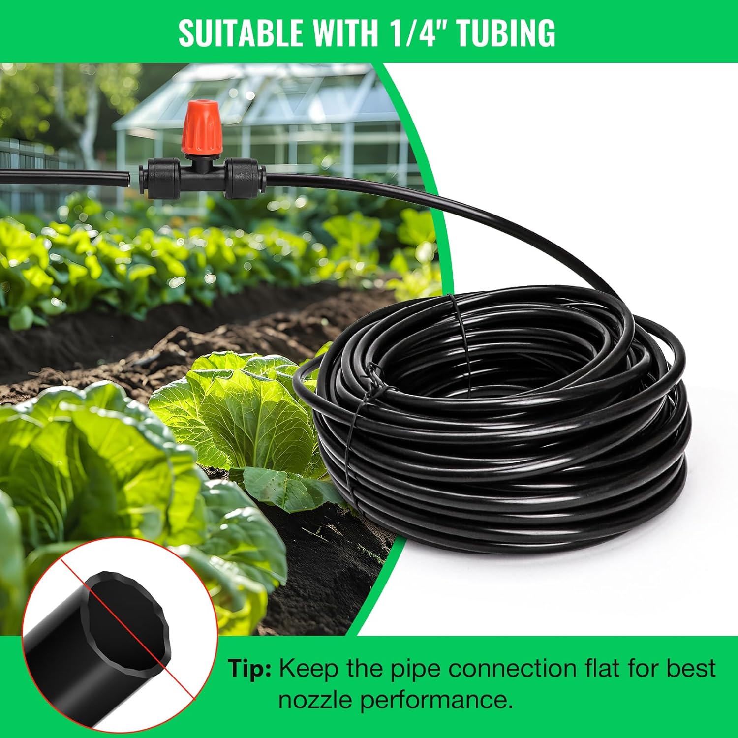 MIXC 30pcs Quick-Connect Drip Irrigation Micro Spray Emitters for 1/4" Drip Irrigation Tubing - Three-Way Adjustable Atomizing Nozzle for Irrigation System