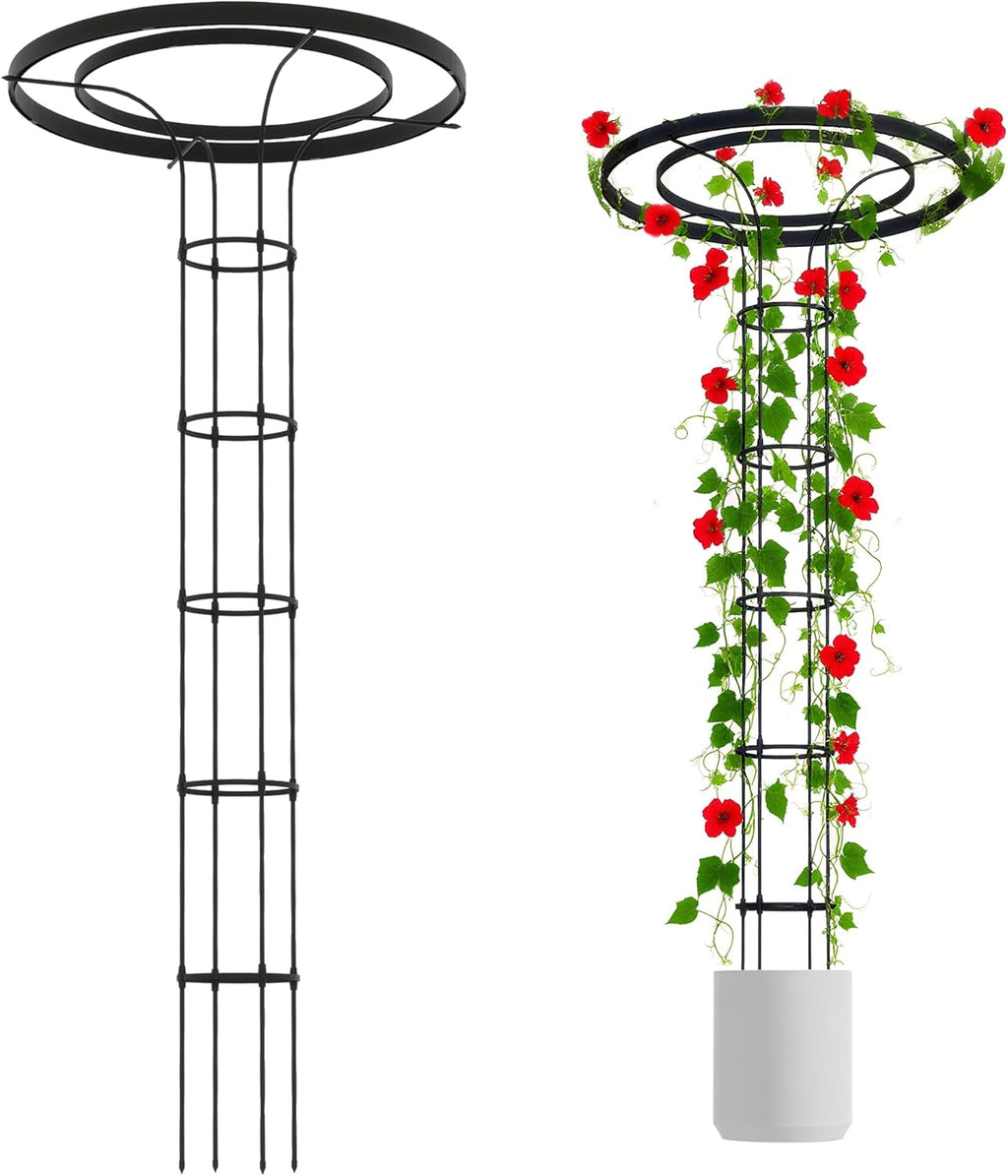 Garden Trellis for Climbing Plants Outdoor, 6.9FT Tall Metal Obelisk Trellis, 82.7" Umbrella Trellis for Potted Plants, Mushroom Top Trellises for Vines, Rose, Clematis, Pea, Bean, Tomato
