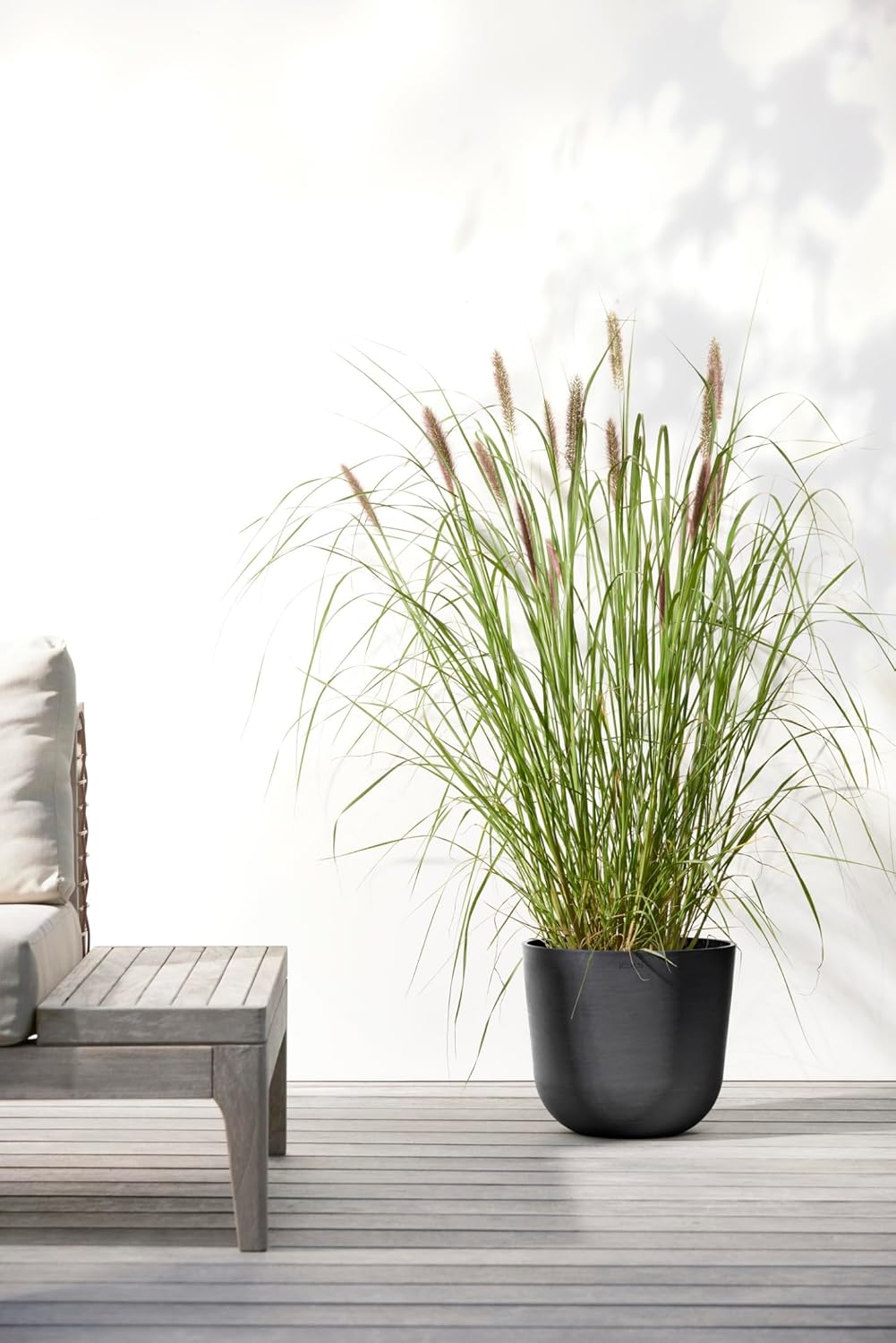 Ecopots Oslo Durable Modern Round Indoor/Outdoor Recycled-Based Composite Flower Pot Planter, Dark Grey, 10"