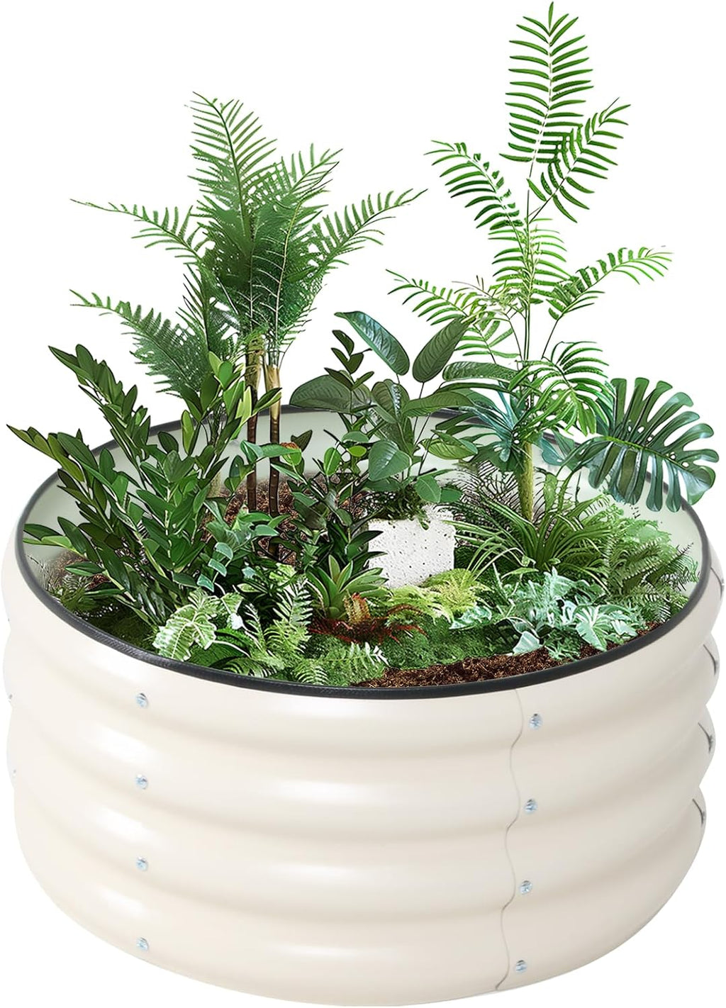 Galvanized Raised Garden Bed Kit Outdoor Metal Garden Planter Box for Backyard Gardening, Planting Vegetables, and Patio (Dia23.6"x11.8")