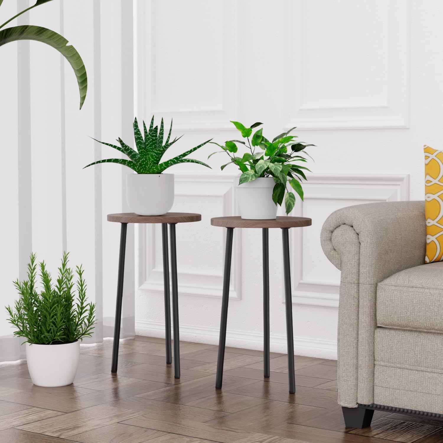 Plant Stand Indoor Outdoor: 20'' Metal Wood Plant Stand Convertible Multi-purpose Plant Table - Flowers Pot Holder for Indoor Outdoor - Mid Century Modern Decor/Home Decor