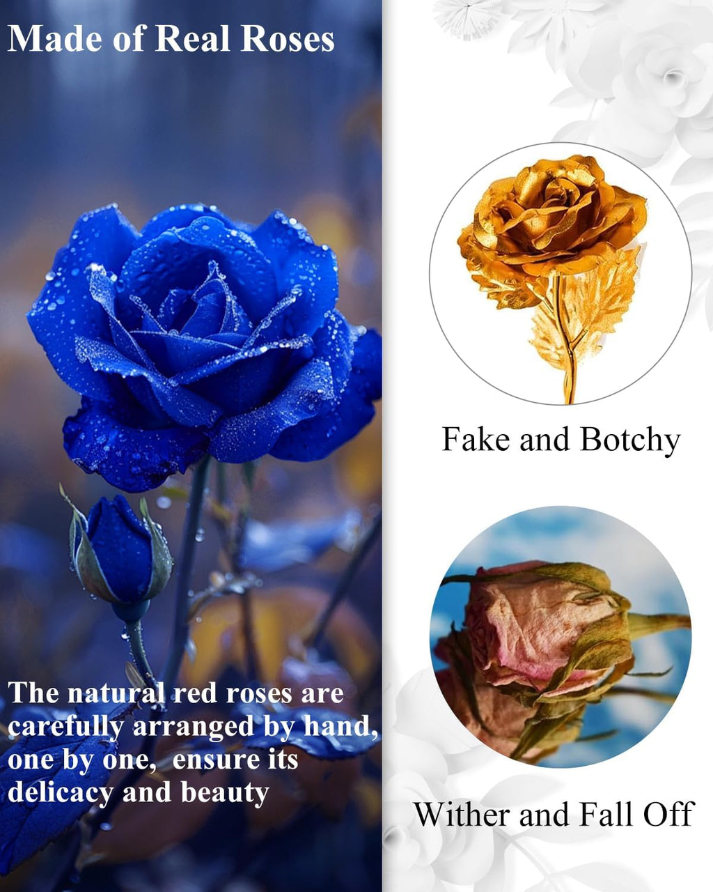 16 Flowers Forever Preserved Roses in Box, Forever Flowers Womens Birthday Gifts for Women Mothers Blue Rose Gift for Her Romantic Eternal Real Rose for Women Mom Wife