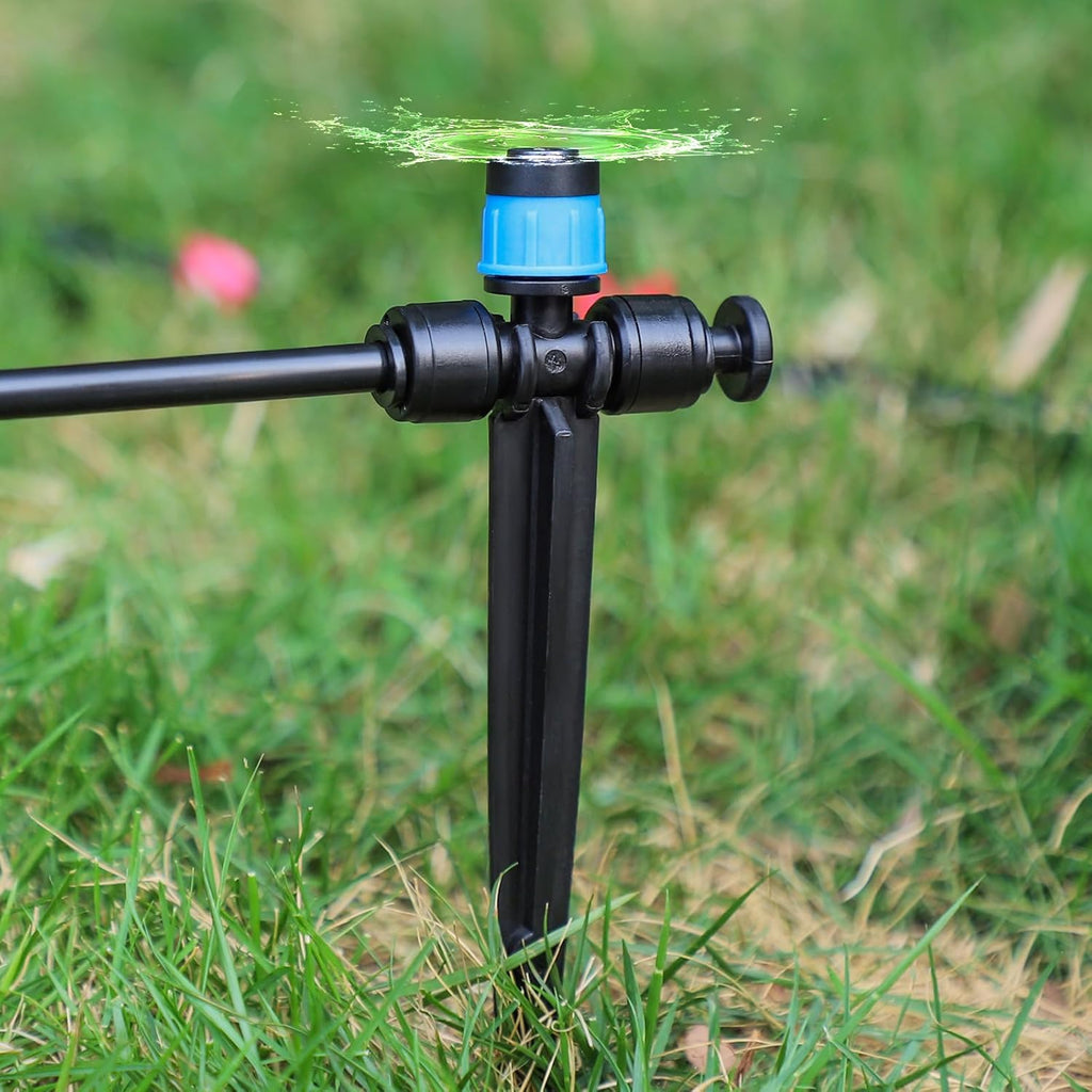 MIXC 24 Pack Push-to-Fit Drip Irrigation Emitters, Adjustable Vortex Drip Emitters for 1/4 inch Irrigation Tubing, 360 Degree Water Flow Irrigation Drippers for Drip Irrigation System