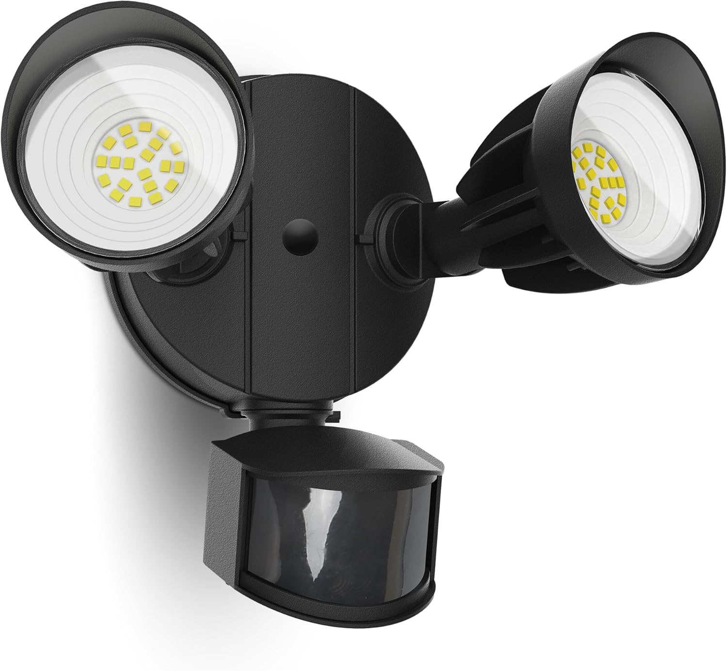 UME LED Security Light Motion Sensor Outdoor Lights, 27W 3000LM, 5000K, IP65 Waterproof, Dusk to Dawn, 2 Head Motion Detector Flood Light for Outside, Garage, Yard (Black)