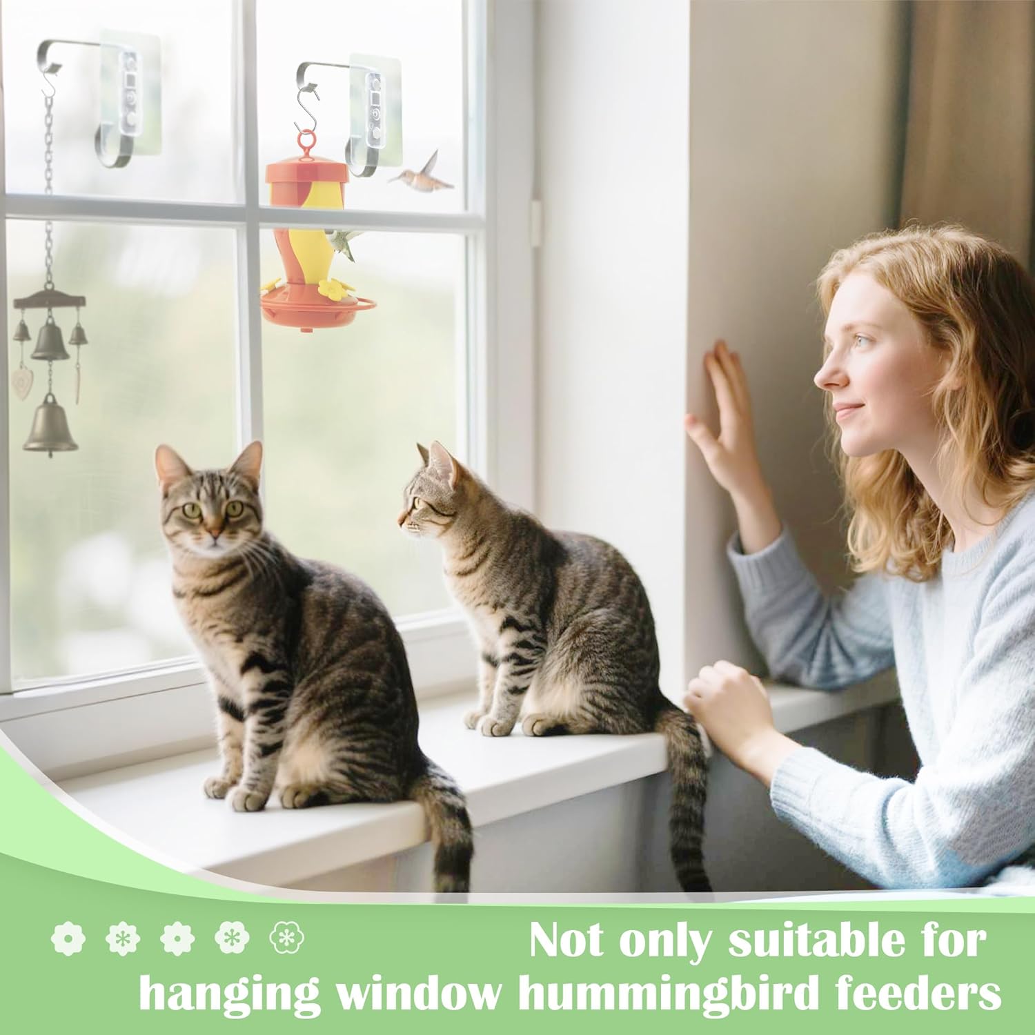 Bird Feeder Hanger Window Mount: Metal Hanging Bird Feeder 8Inch - Geometric Window Hummingbird Feeder - for Outside Decorative - 4pcs