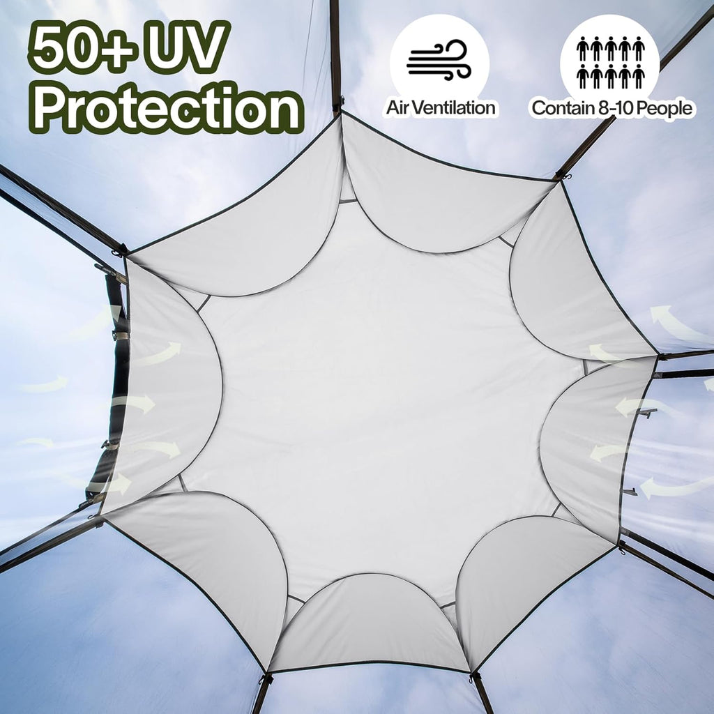 Alvantor Screen House Gazebo, 6-10-15 Person Pop Up Igloo Screened Canopy Tent with Mosquito Netting Sides, Instant UV Resistant Sun Shelter for Garden, Patio, Backyard