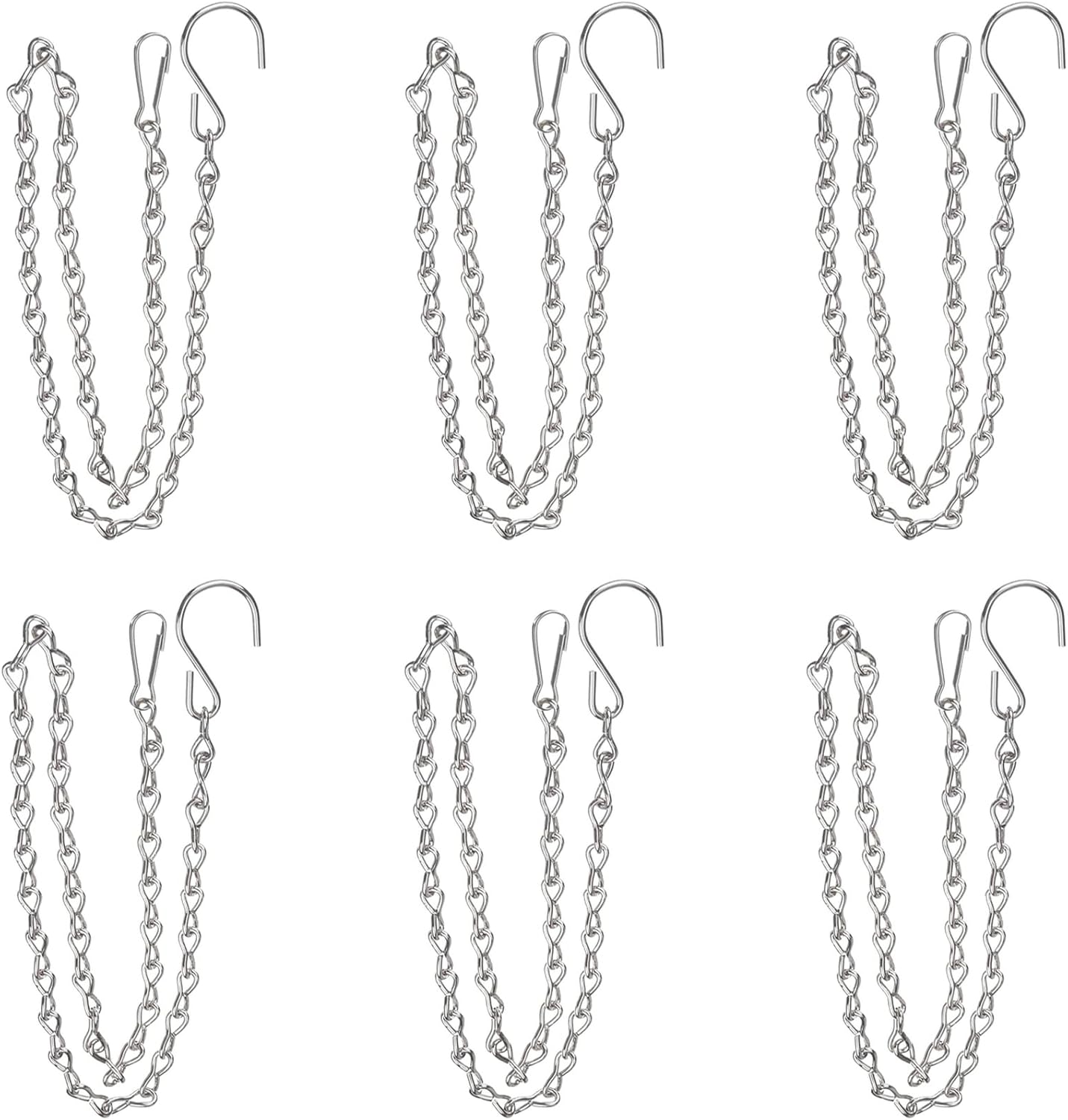 YINGFENG 6 Pack 19.7 Inch Silver Hanging Chain for Hanging Bird Feeders, Bird Houses, Planters, Baskets, Birdbaths, Lanterns, Wind Chimes, Billboards, Signs and Ornaments