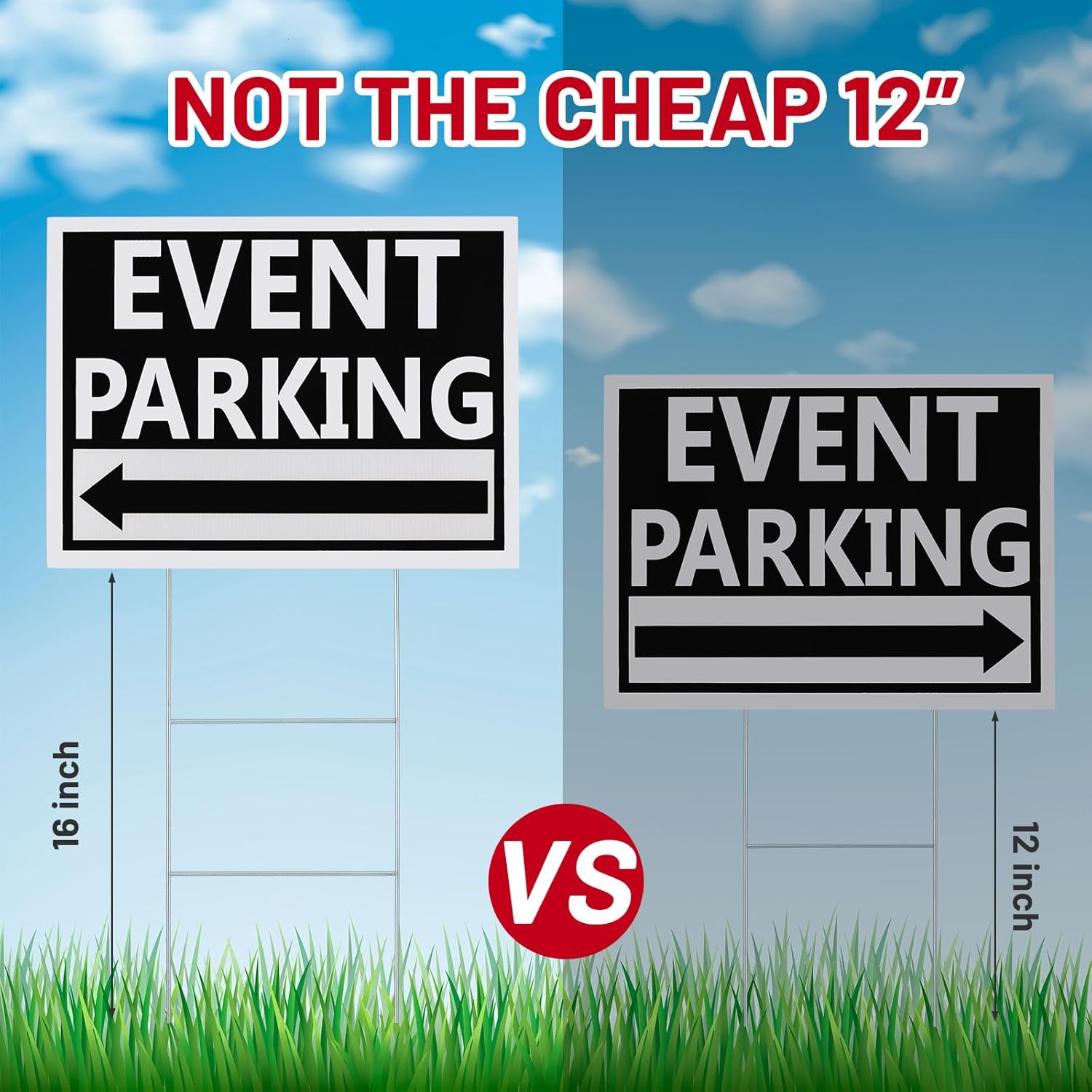 Juexica 9 Pieces 16 x 12 Inches Outdoor Event Parking Signs with Arrow Corrugated Plastic Yard Double Sided Event Signs Outdoor Directional Guest Parking(Black)