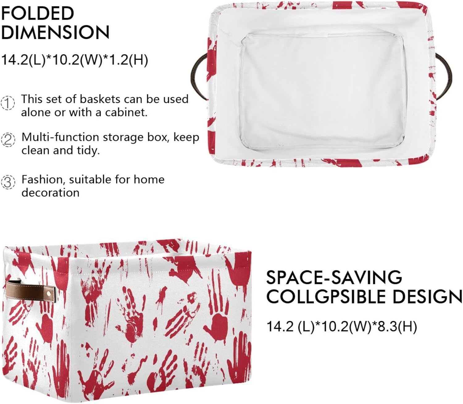 Skull Hand Rectangular Storage Basket Organizer Bin Shelf Baskets For Clothes Gifts For Home Office Dorm