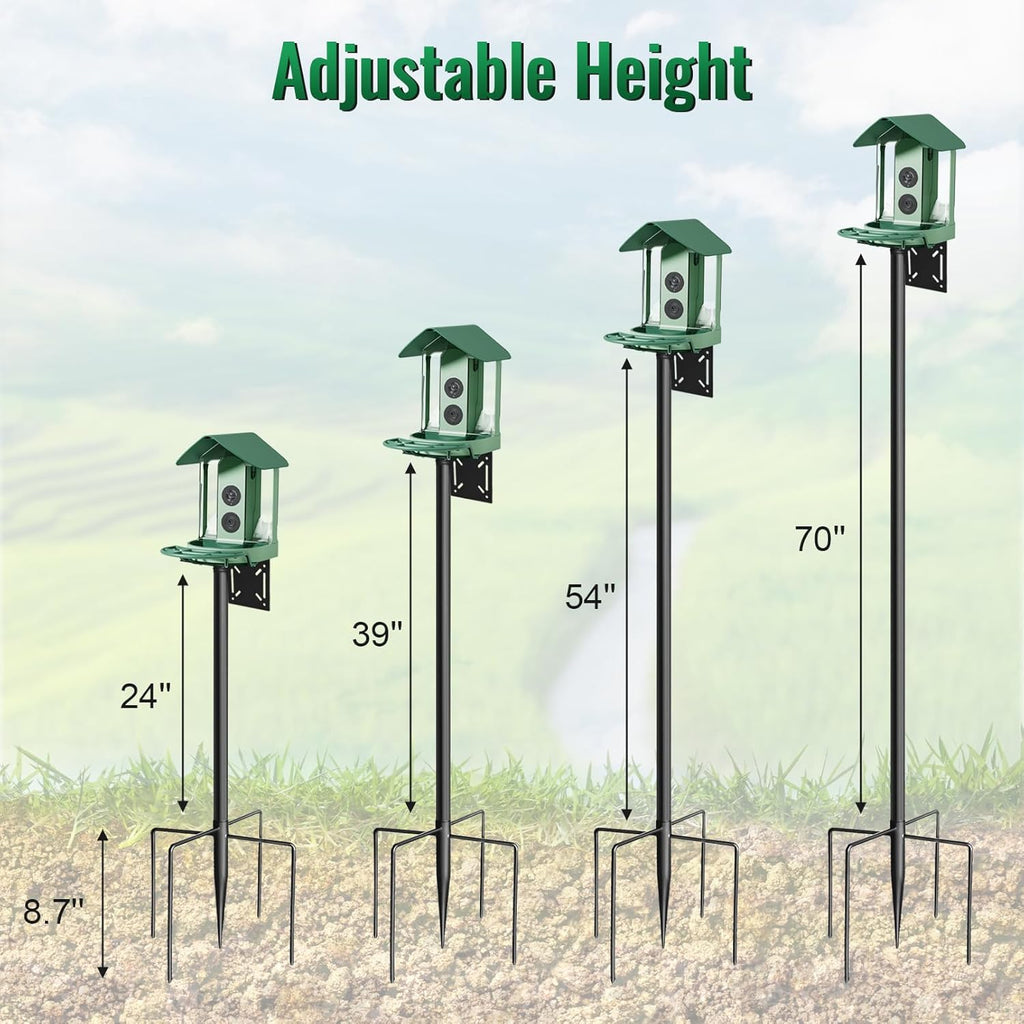 Bird Feeder Pole, 76in Adjustable Bird House Pole for Outdoors, Heavy Duty Smart Feeder Pole Mount Kit for Feeders, Birdhouse, Weather Station, Birdwatching