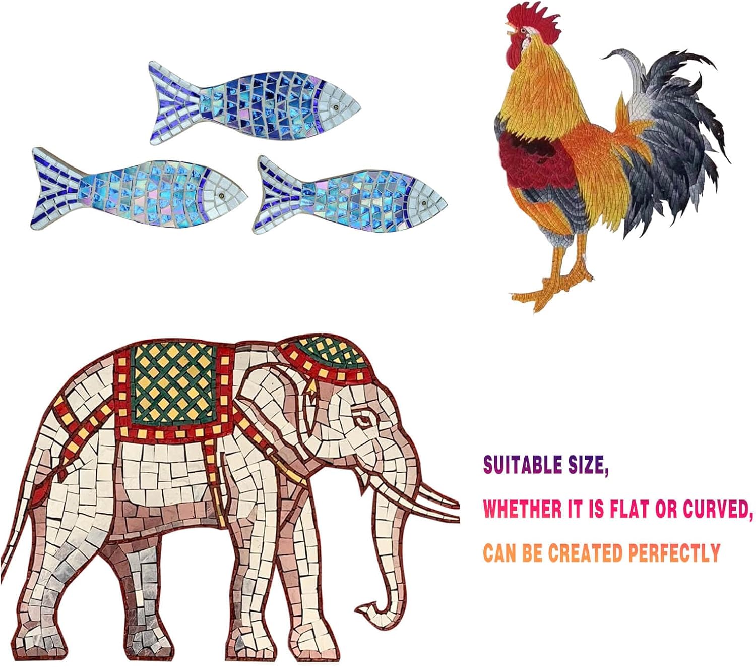 SMEIINIK 1.1lb Bulk Single Iridescent Color Mosaic Tiles for Crafts, Glass Mosaic Pieces for Mosaic Puzzles, Stained Glass Tiles for Mosaic DIY, Mosaic Making Supplies (WJ48-8)