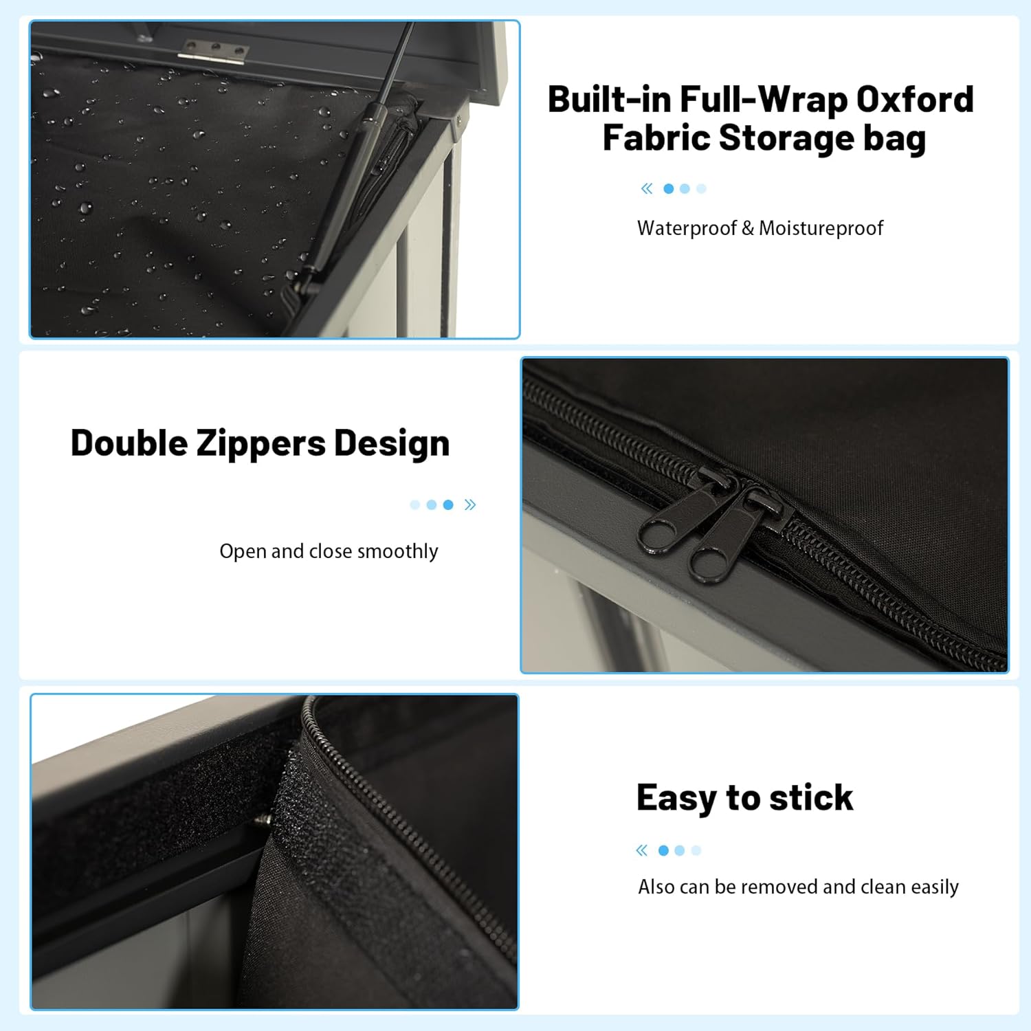 Outdoor Storage Box, 120 Gallon Metal Deck Box Built-in a Oxford Fabric Storage Bag, Lockable & Waterproof Outside Patio Storage Box for Cushions, Pillows, Pool Floats- Grey