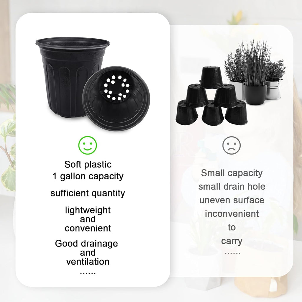 Anyumocz 90Pcs 1 Gallon Nursery Pots for Plants,Plastic Seedling Pot with Drainage Holes,Garden Flower Plant Container for Transplanting,Succulents,Cuttings(Black)