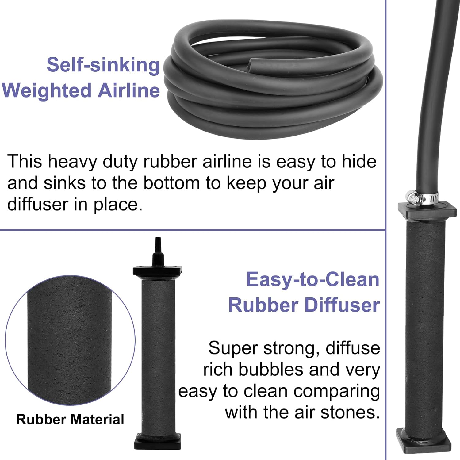 AquaMiracle Koi Pond Aerator Pond Air Pump with Self-Sinking Airline Rubber Air Diffuser, Air Flow Control Pond Deicer All-in-One Pond Aeration Kit for Outdoor Pond 5,000-10,000 Gallons