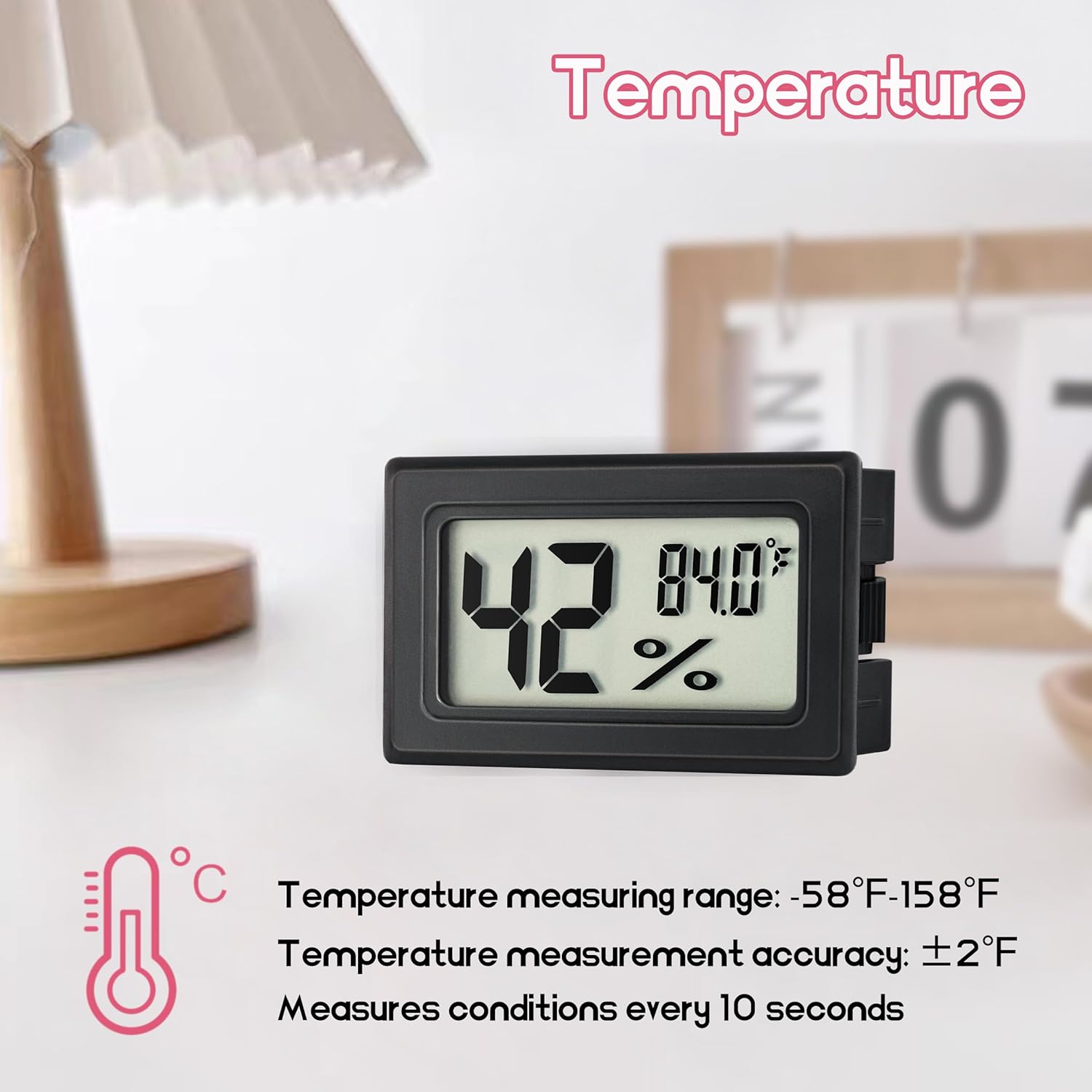 Mini Hygrometer Indoor Humidity Meter Hygrometer Thermometers 6 Pack Humidity Meters Gauge Hygrometer Mini Digital Thermometer Hygrometer with Fahrenheit (℉) for Humidors, Greenhouse, Garden, Cellar