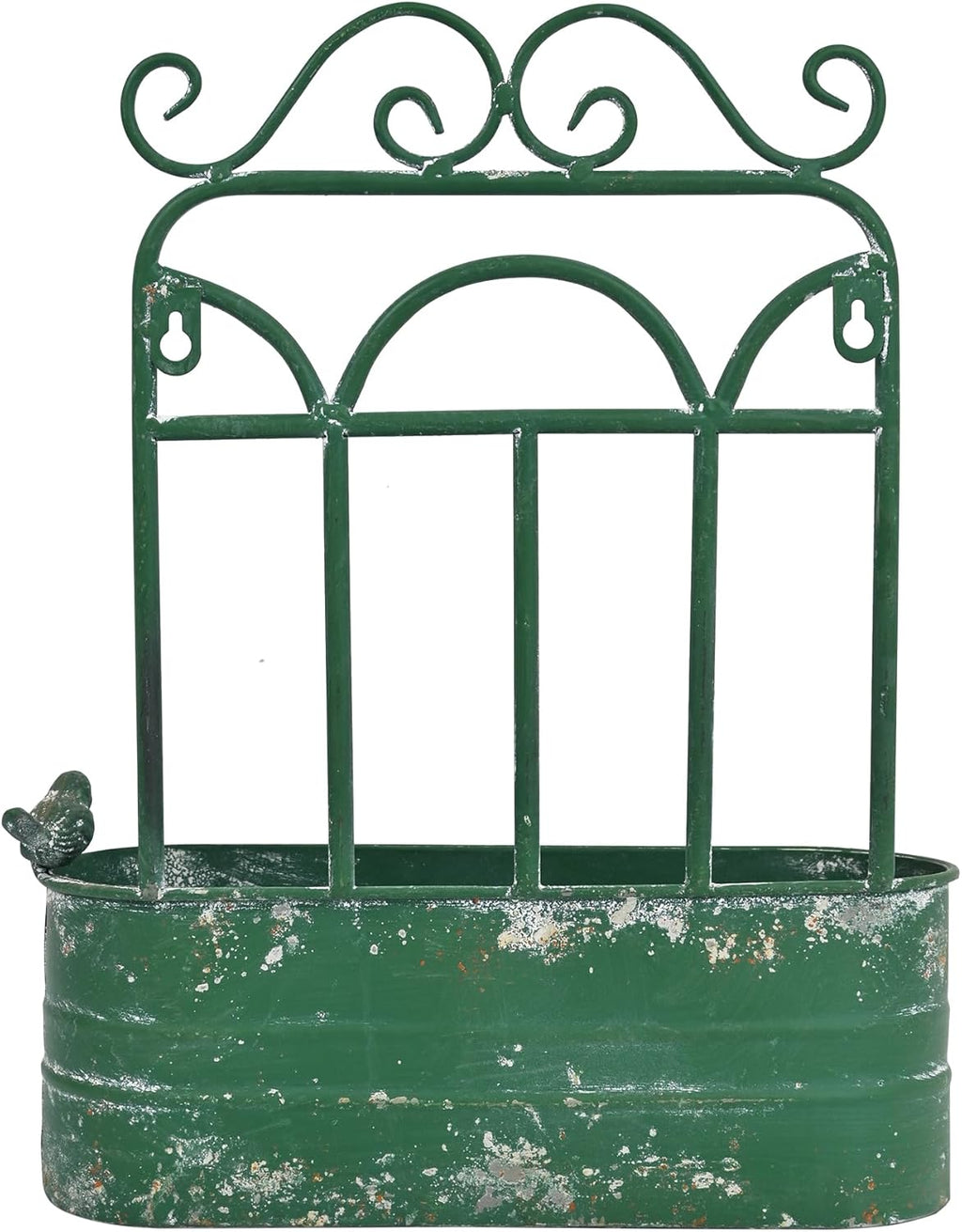 Rustic Metal Wall Planter Country Garden Wall Hanging Mount Vase Pocket Outdoor Vintage Hanging Pot Farmhouse Wall Decor for Plants Flowers (Green)