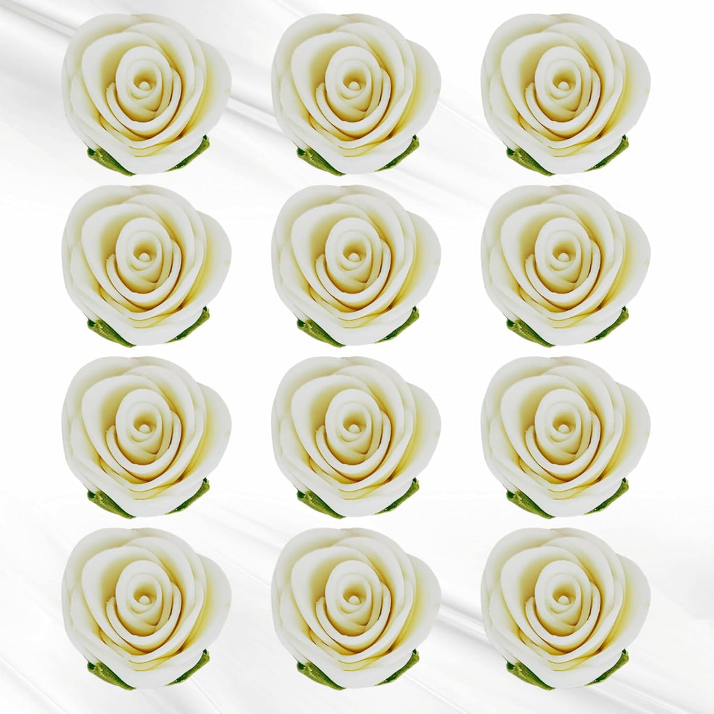Confect Edible Flower | Edible Flower for cake & Cupcake decorations | Doughnut Edible Toppers | White venetian Flower - Vegan, Gluten-Free, Soy-Free, Dairy-Free, Palm Oil-Free -Pack of 12