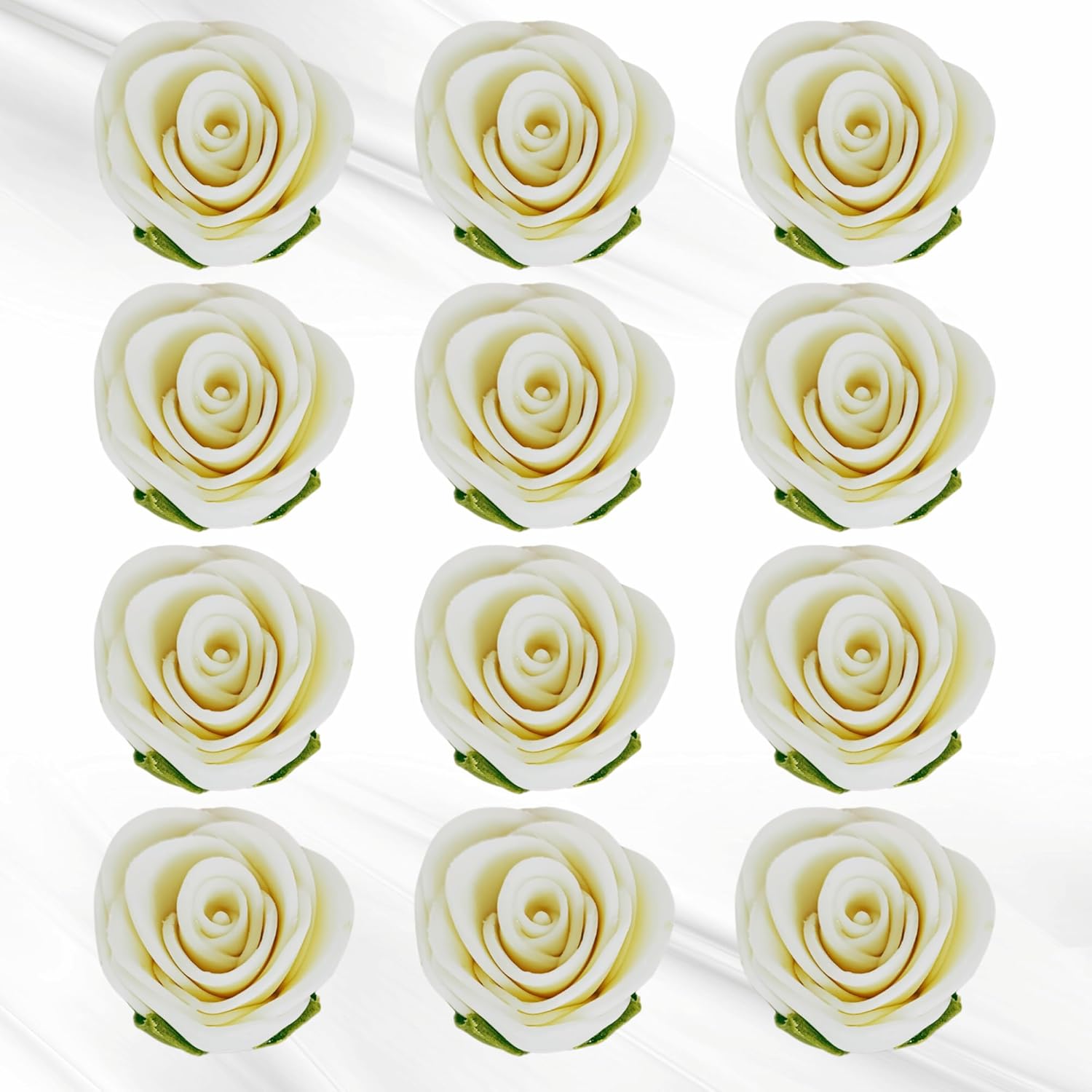 Confect Edible Flower | Edible Flower for cake & Cupcake decorations | Doughnut Edible Toppers | White venetian Flower - Vegan, Gluten-Free, Soy-Free, Dairy-Free, Palm Oil-Free -Pack of 12