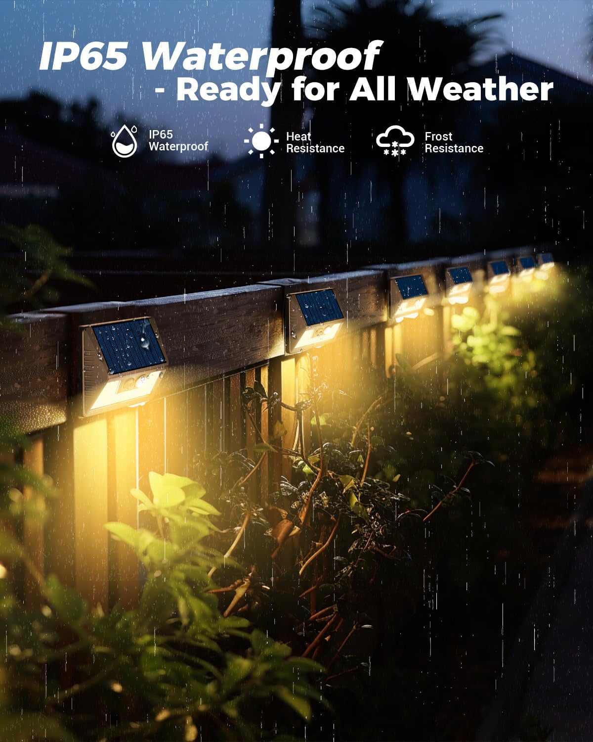 4 Pack Solar Fence Lights Waterproof, Motion Sensor Deck Outdoor, Warm White LED for Wall Yard Steps Stairs Garden - Brown