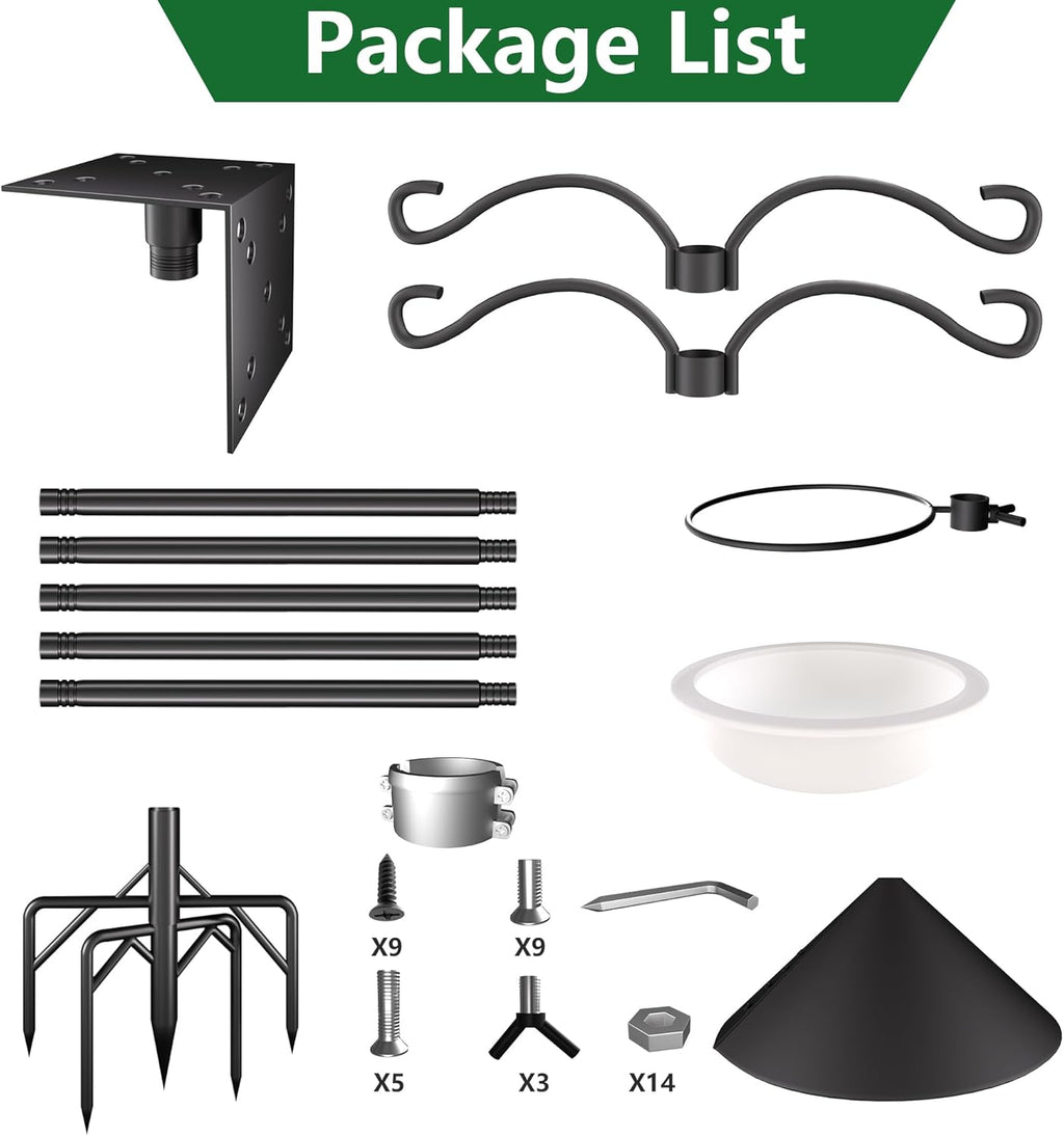 Bird Feeder Pole Stand,95 Inch House Pole for Outdoors Weather Station,Heavy Duty Metal Mount Kit Adjustable Multifunctional Bird Feeder Stand