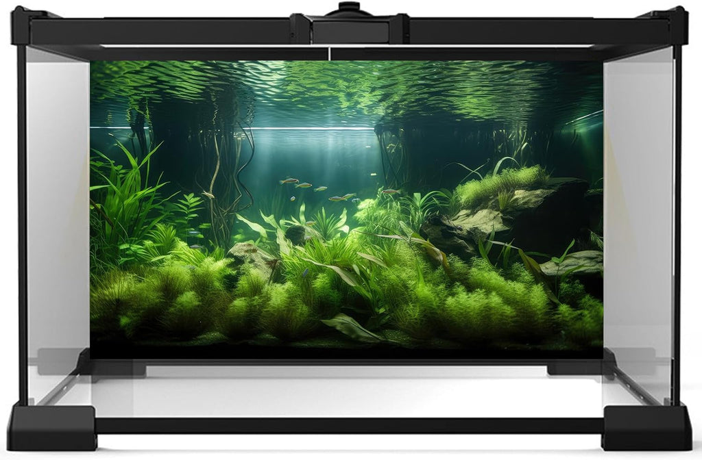 Aquarium Background Lush Green Aquatic Plants and Seagrasses Terrarium Background Under The Sea View With Rock Sands Fish Tank Background Amazing Aquarium Backdrop Background Poster Vinyl 24x16in