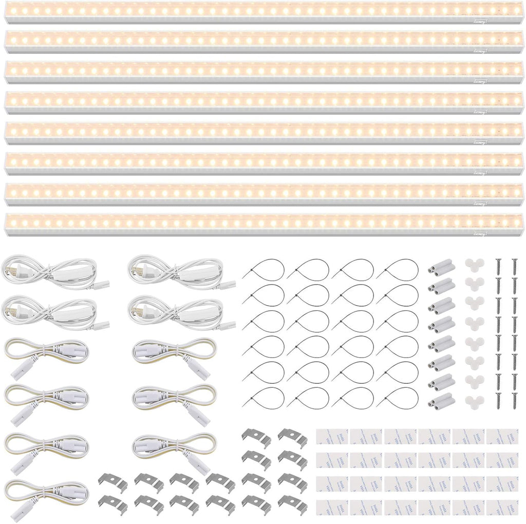 Barrina T5 Grow Lights for Indoor Plants, Full Spectrum, 4ft 160W (8 x 20W, 1000W Equivalent), Plant Growing Lamps, Plant Lights for Indoor Plants, Greenhouse, Plug and Play, Yellow 8-Pack