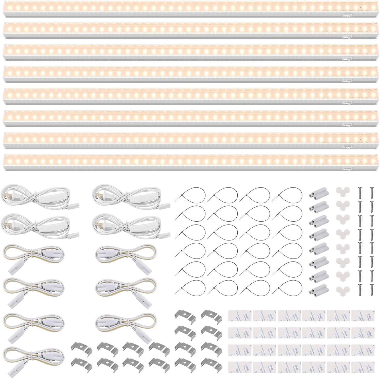 Barrina T5 Grow Lights for Indoor Plants, Full Spectrum, 4ft 160W (8 x 20W, 1000W Equivalent), Plant Growing Lamps, Plant Lights for Indoor Plants, Greenhouse, Plug and Play, Yellow 8-Pack