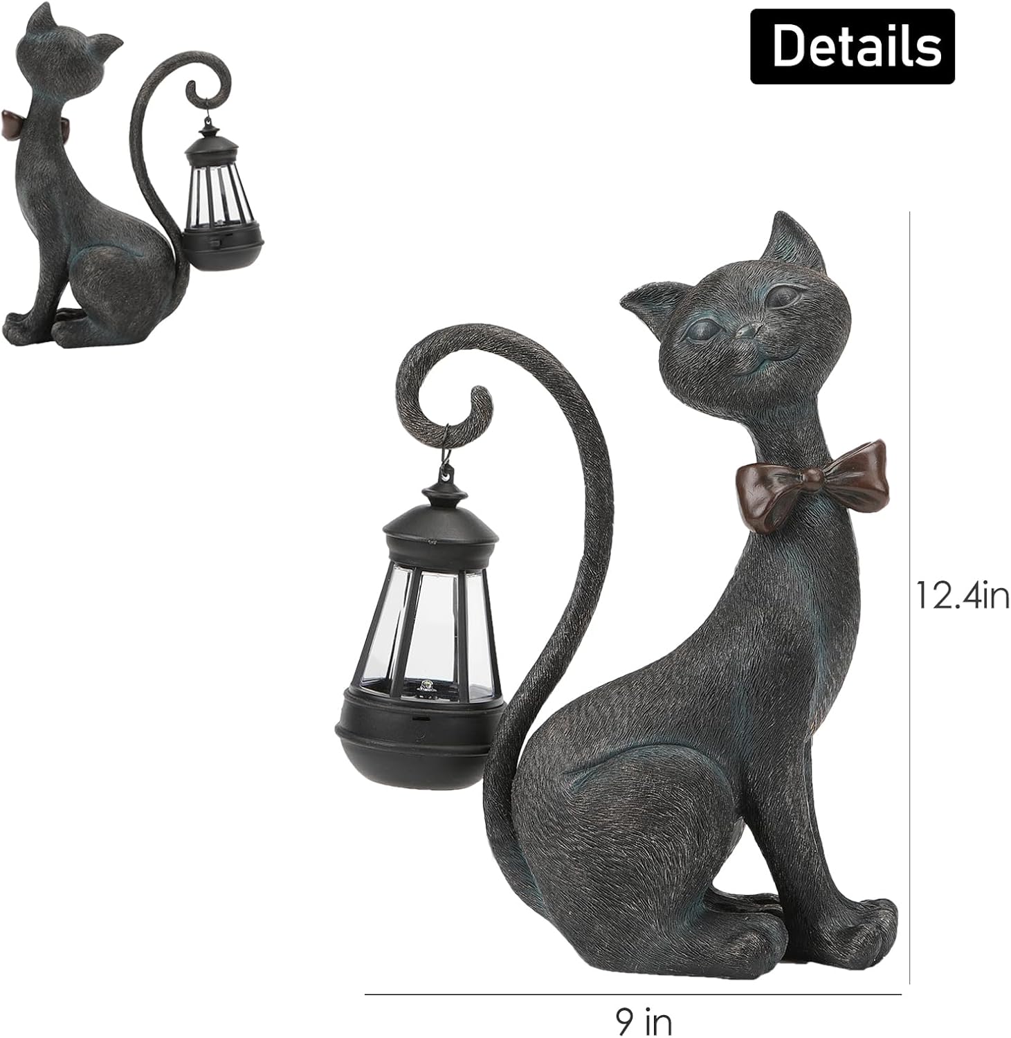 Whimsical Outdoor Cat Statues with Solar Garden Lantern:Cat Garden Statues for Outside Fall Decor Clearance,Outdoor Figurine for Yard Art Lawn Ornaments Patio Balcony Home House - Birthday Gifts